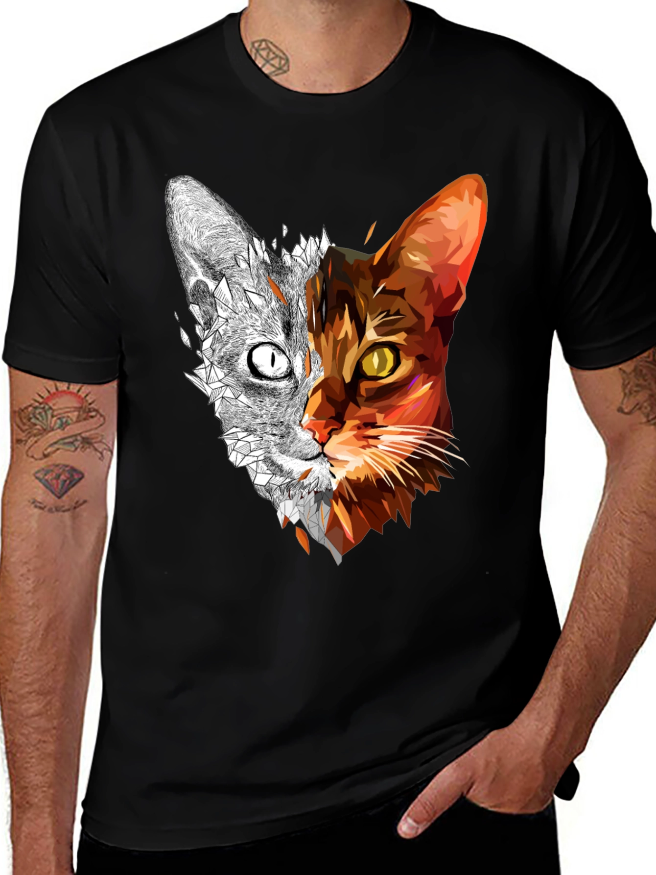Variant 20 of Abstract Geometric Cat Graphic Tee