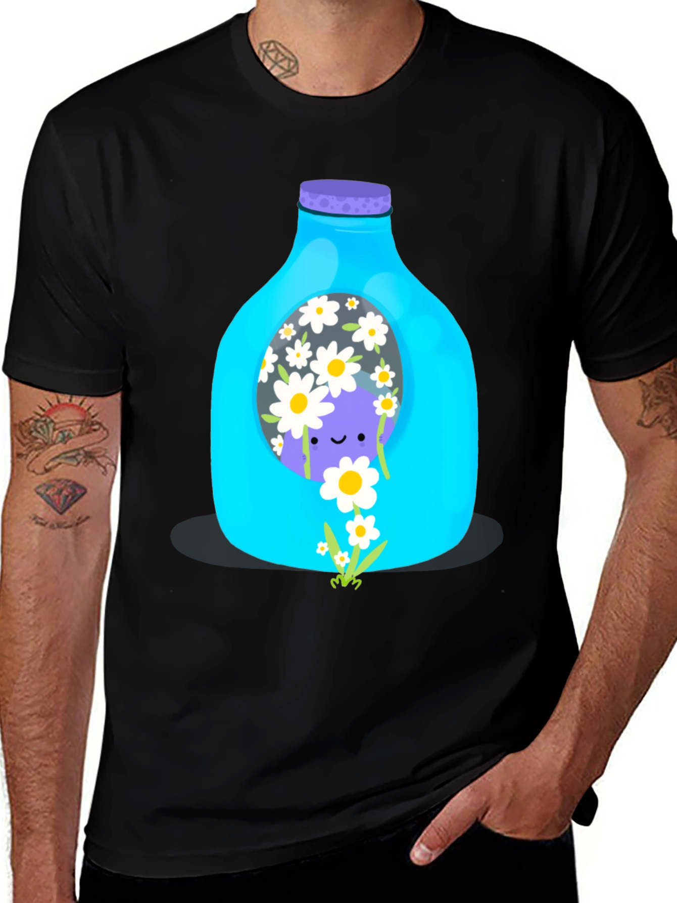 Variant 19 of Cute Purple Character in Bottle Graphic Tee