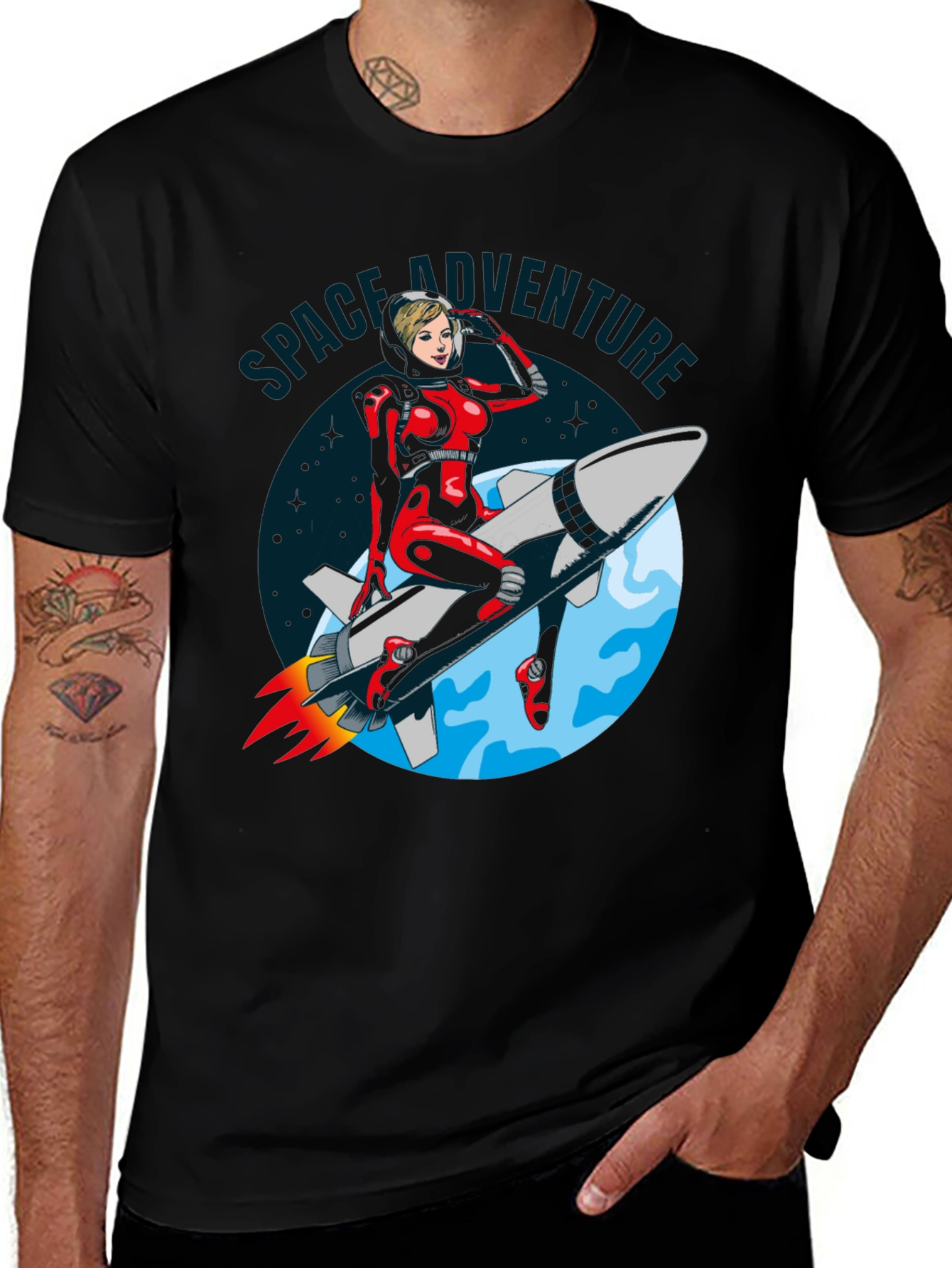 Variant 25 of Space Adventure T-Shirt, Retro Rocket Girl