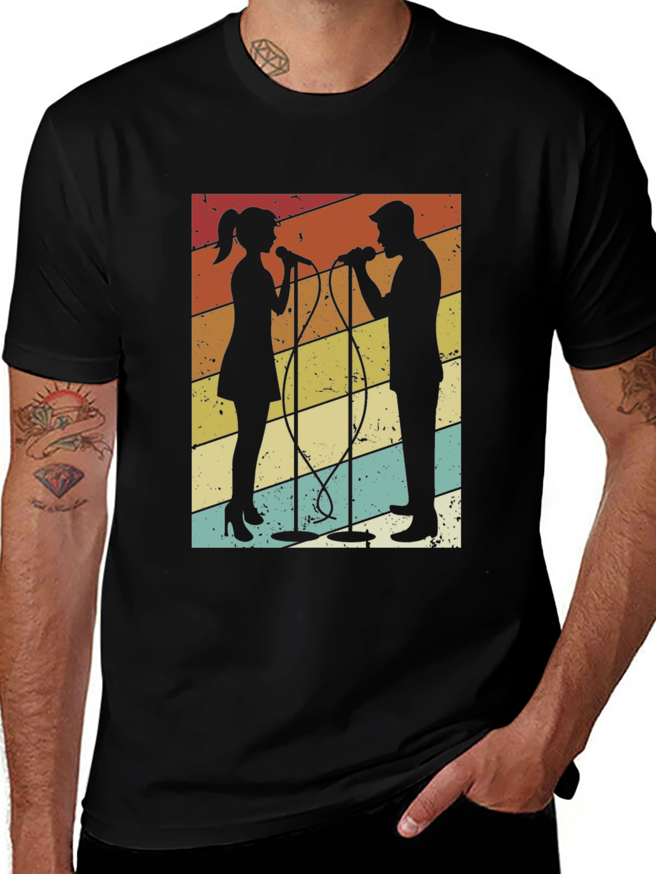 Variant 6 of Retro Singer Couple Tee - Vintage Style Music T-Shirt