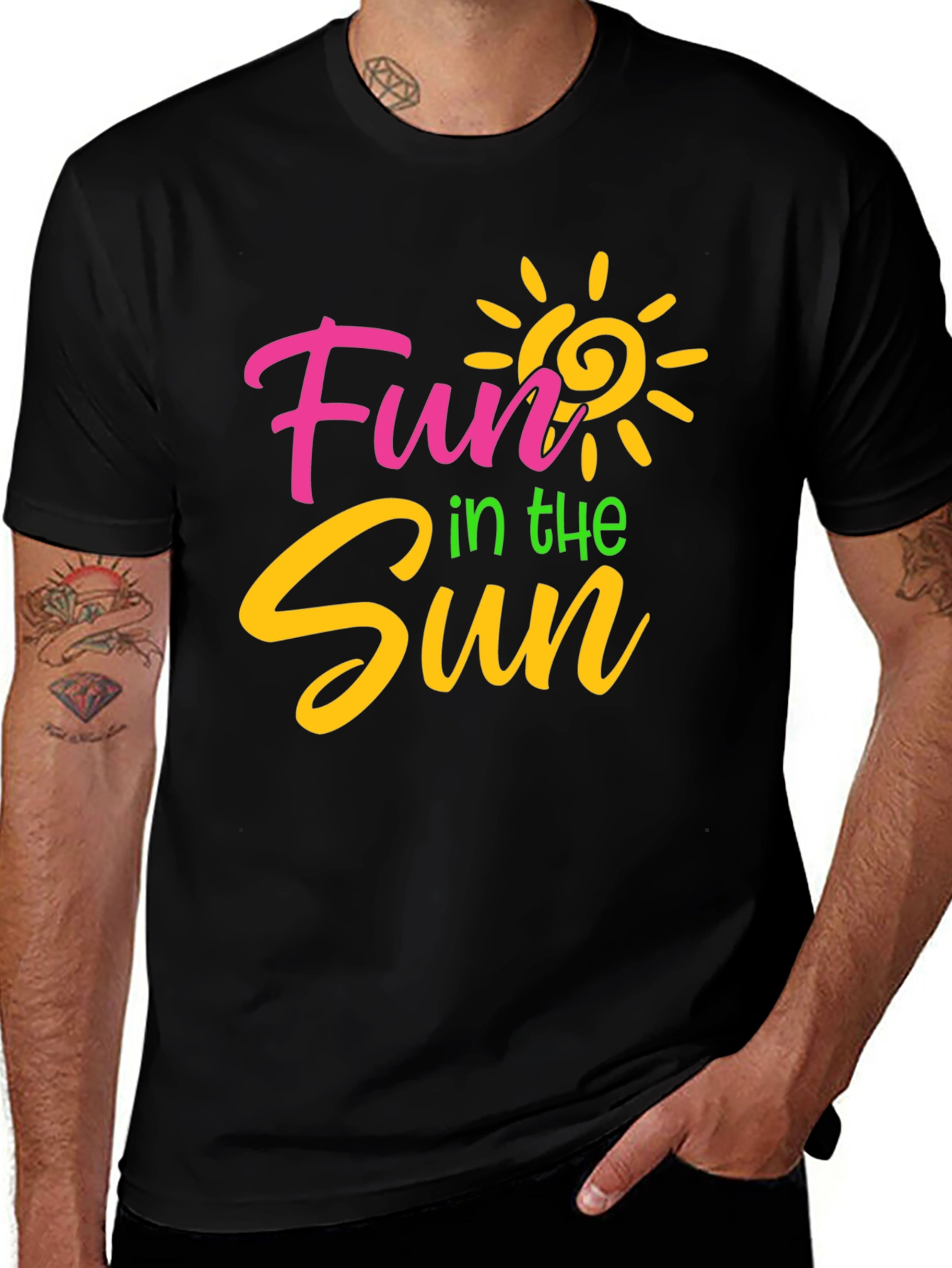 Variant 29 of Fun in the Sun Graphic Tee - Black Cotton Blend