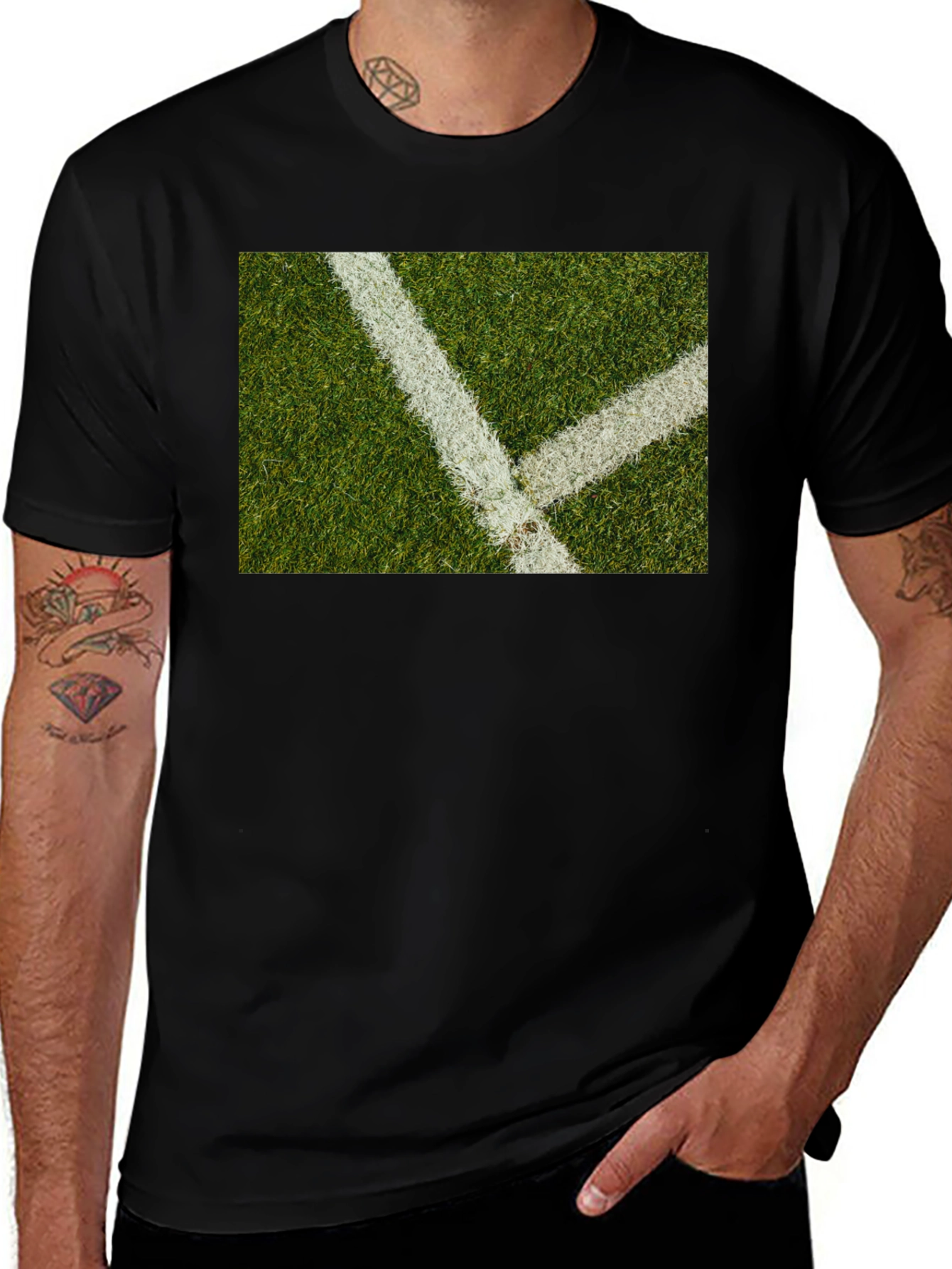Variant 23 of Grass Field Lines Black T-Shirt