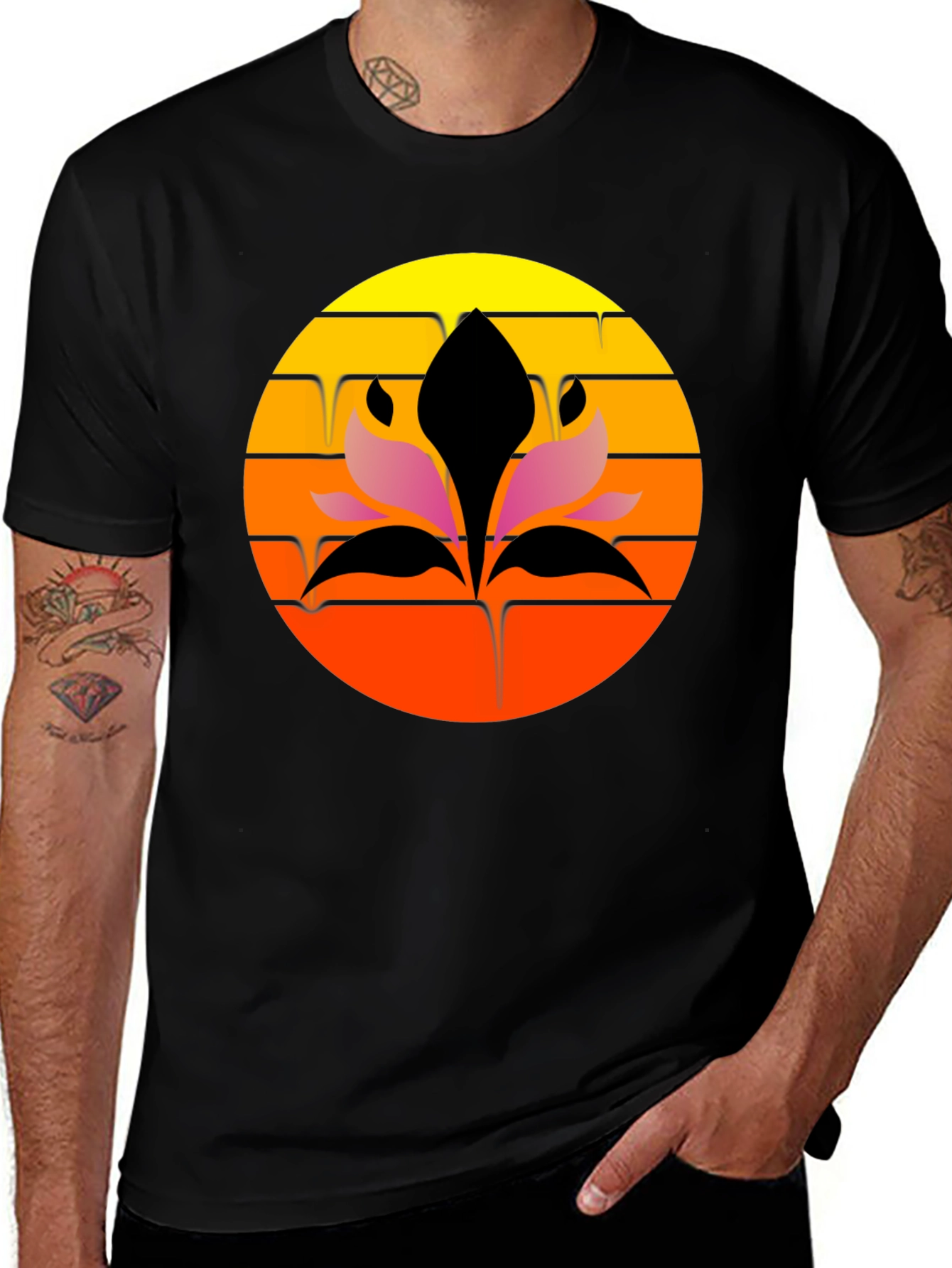 Variant 11 of Sunset Lotus Graphic Tee - Stylish Comfort