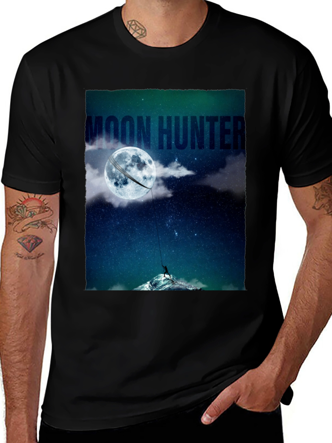 Variant 27 of Moon Hunter Graphic Tee - Black