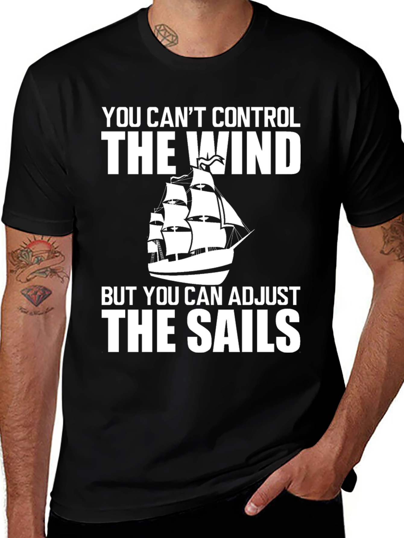 Variant 22 of Nautical T-Shirt: Adjust the Sails Tee