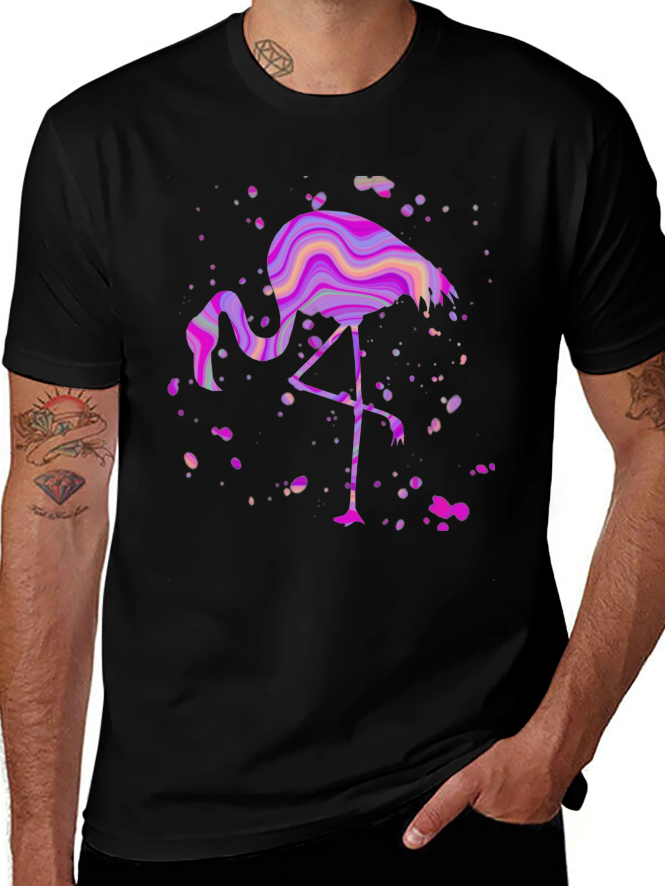 Variant 5 of Funky Flamingo Graphic Tee - Black