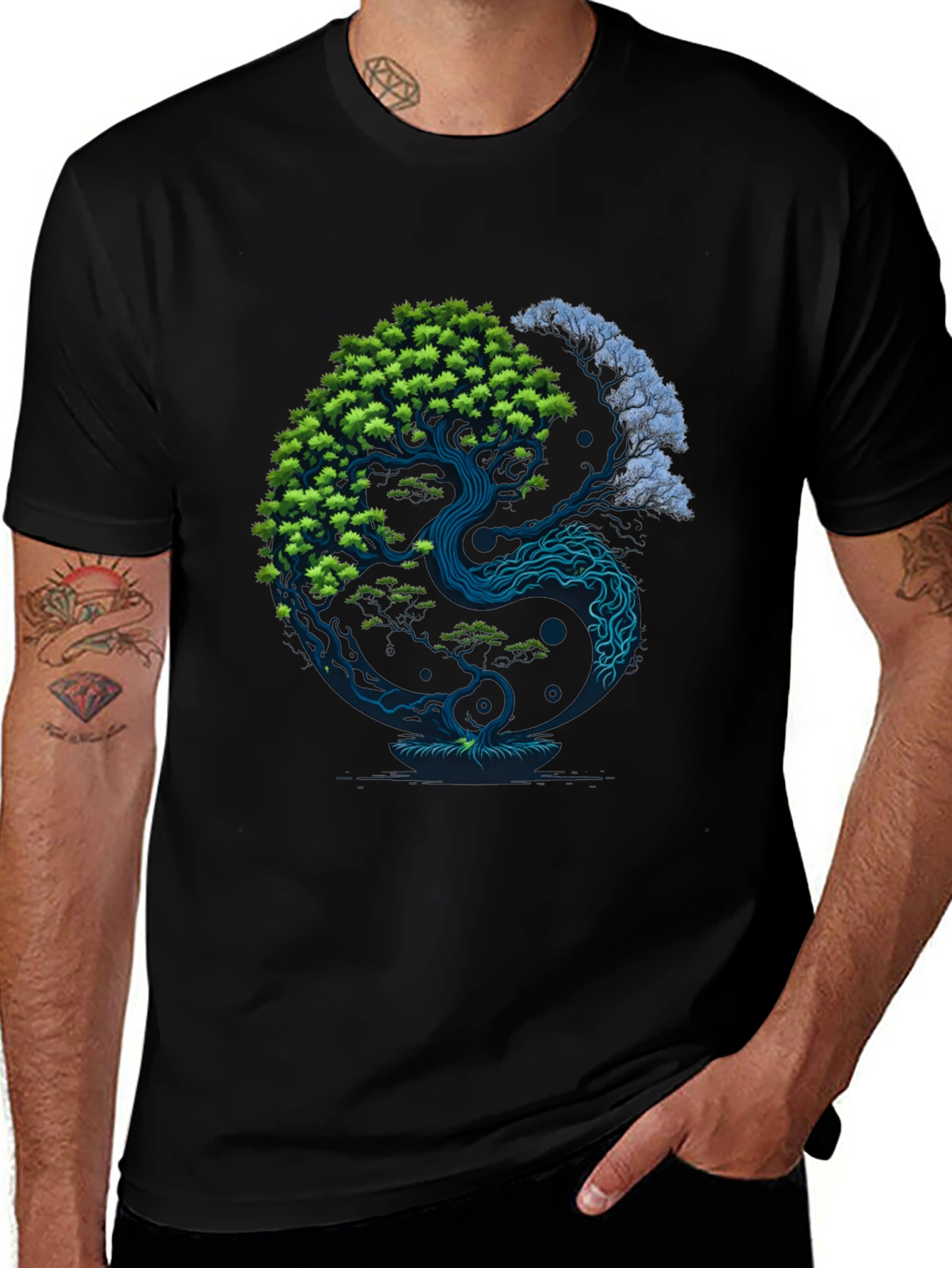 Variant 11 of Yin Yang Tree Graphic Tee - Balance and Harmony