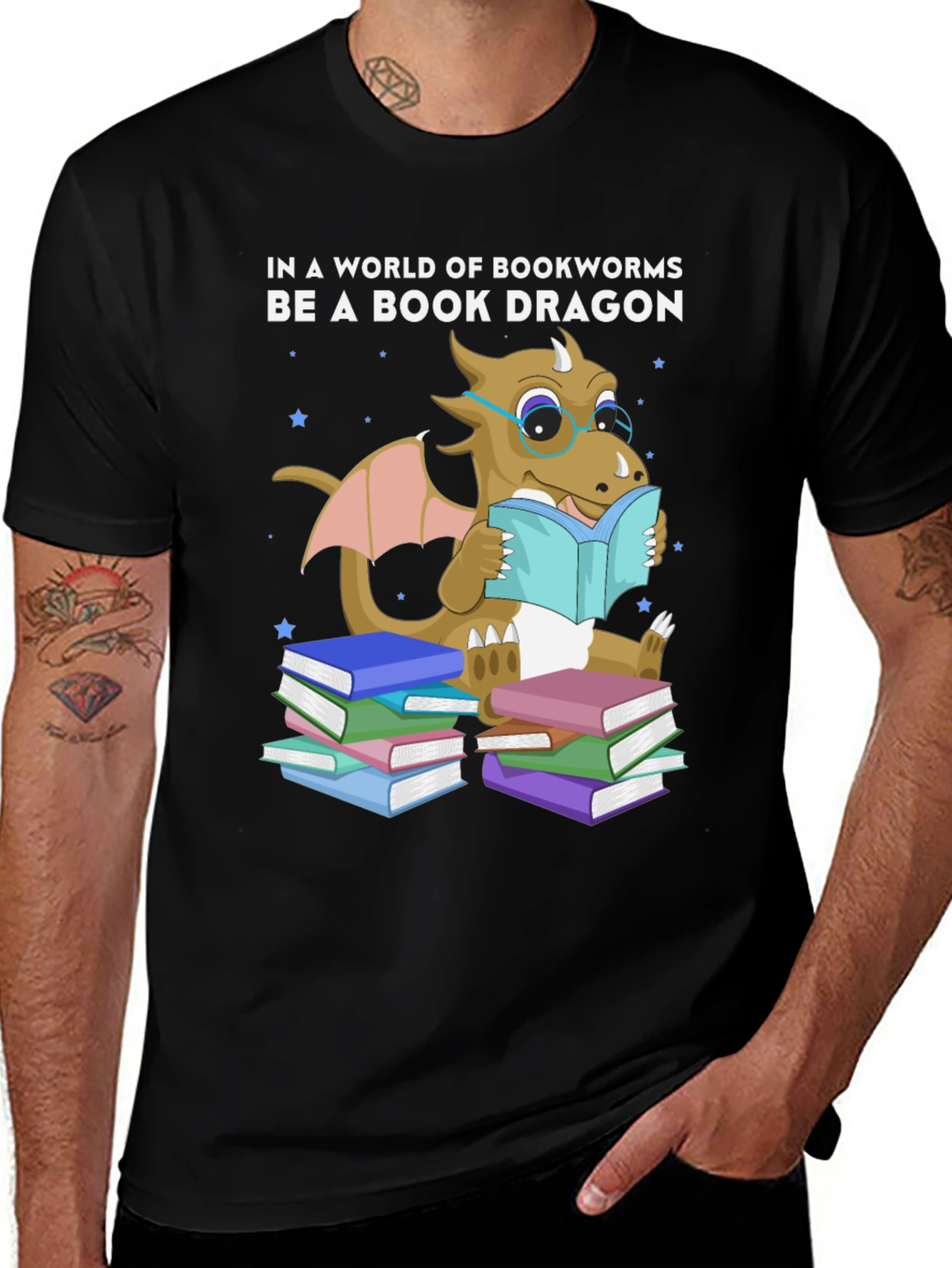 Variant 27 of Book Dragon T-Shirt: Bookworm Apparel