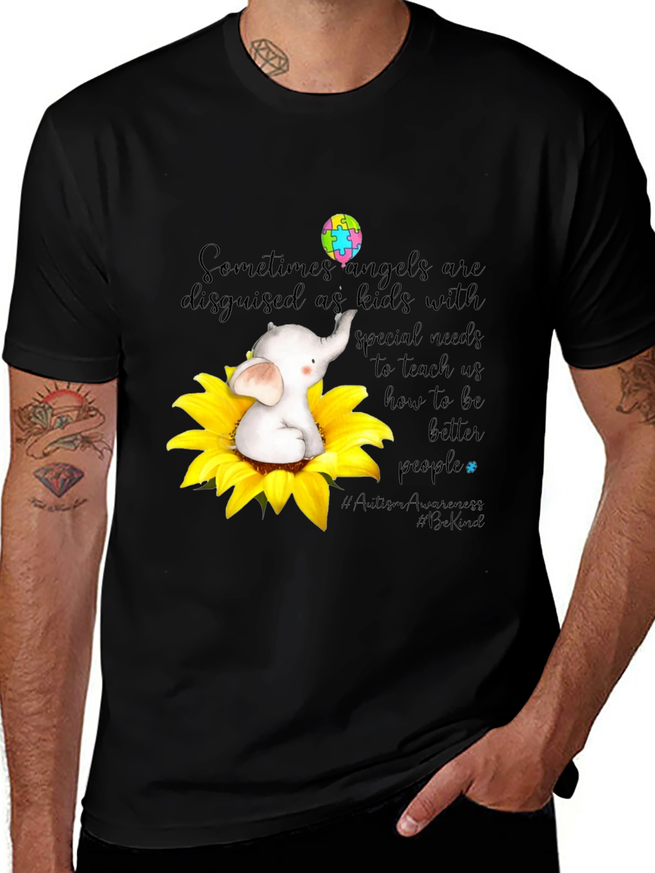 Variant 13 of Autism Awareness Elephant Sunflower T-Shirt