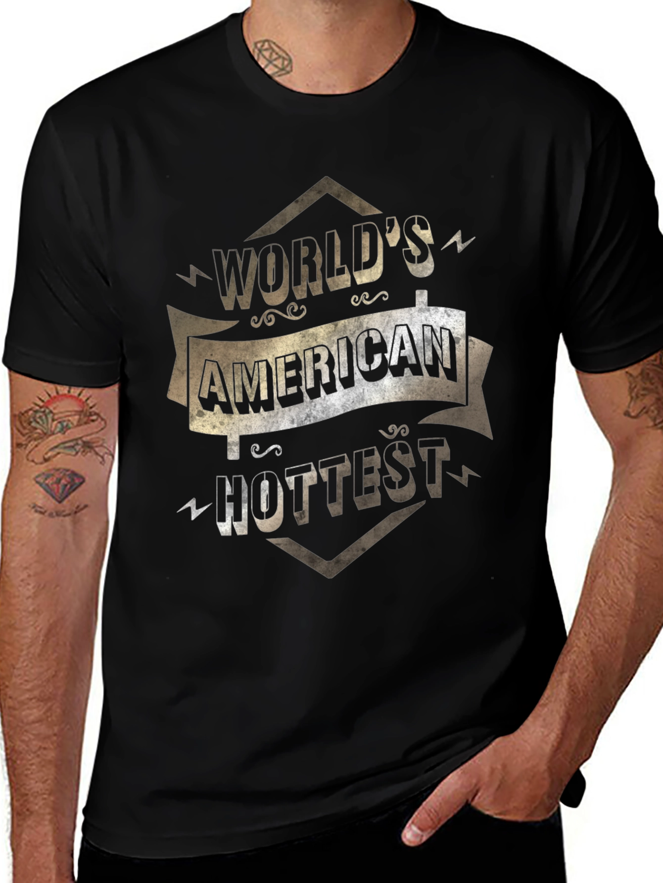 Variant 20 of World's Hottest American Men's Black Graphic T-Shirt