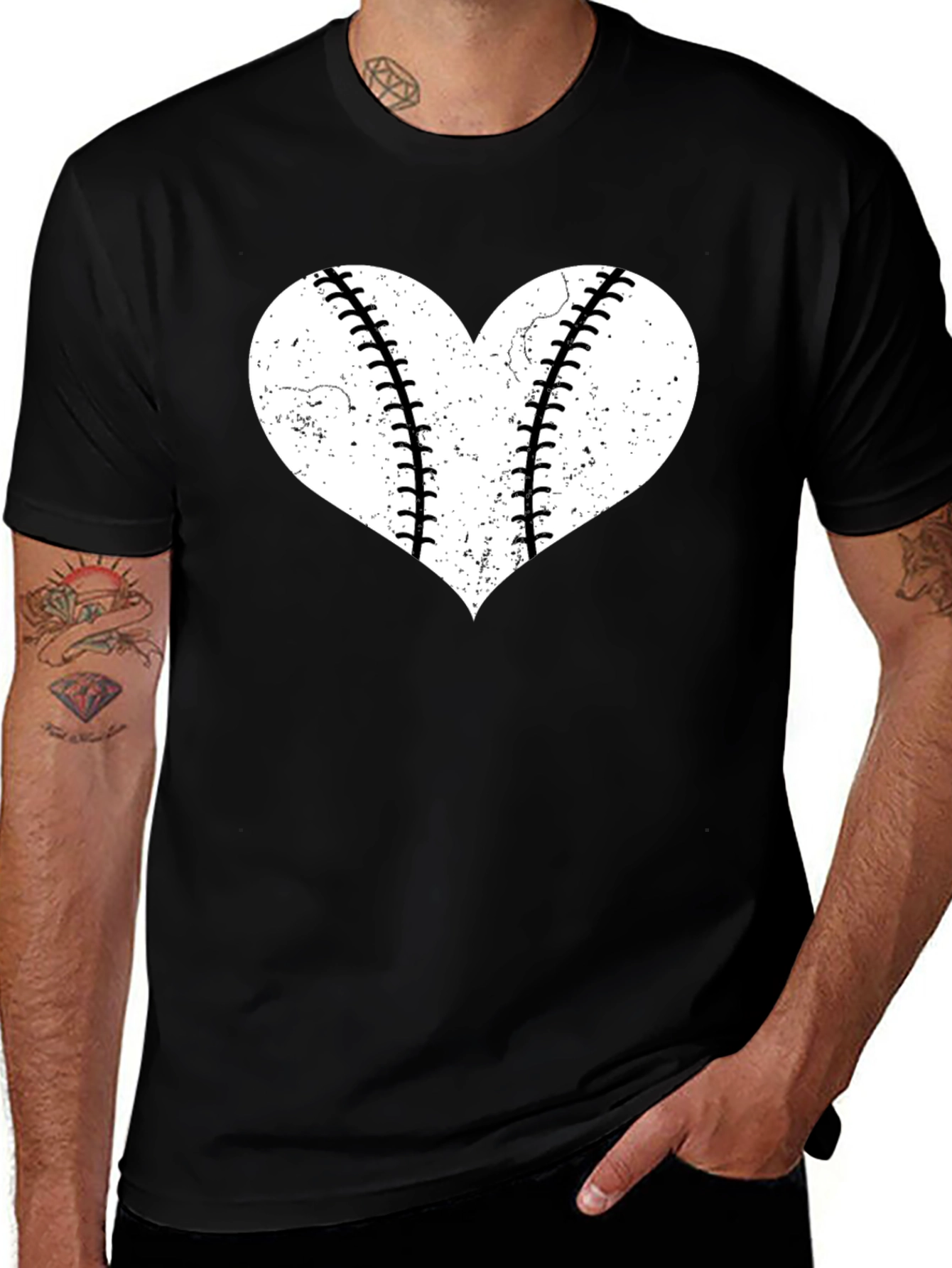 Variant 14 of Baseball Heart Graphic Tee - Distressed Style