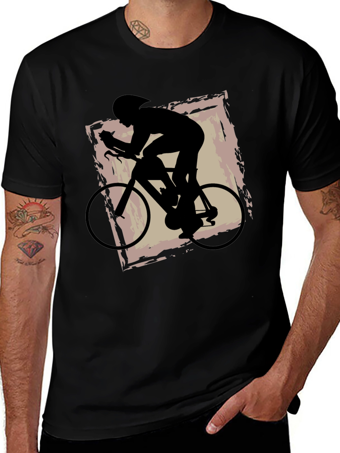 Black Cycling Silhouette Graphic Tee main image