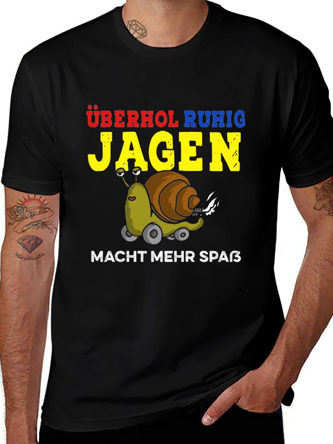 Variant 18 of Funny Snail Racing T-Shirt - Overhol Ruhig Jagen