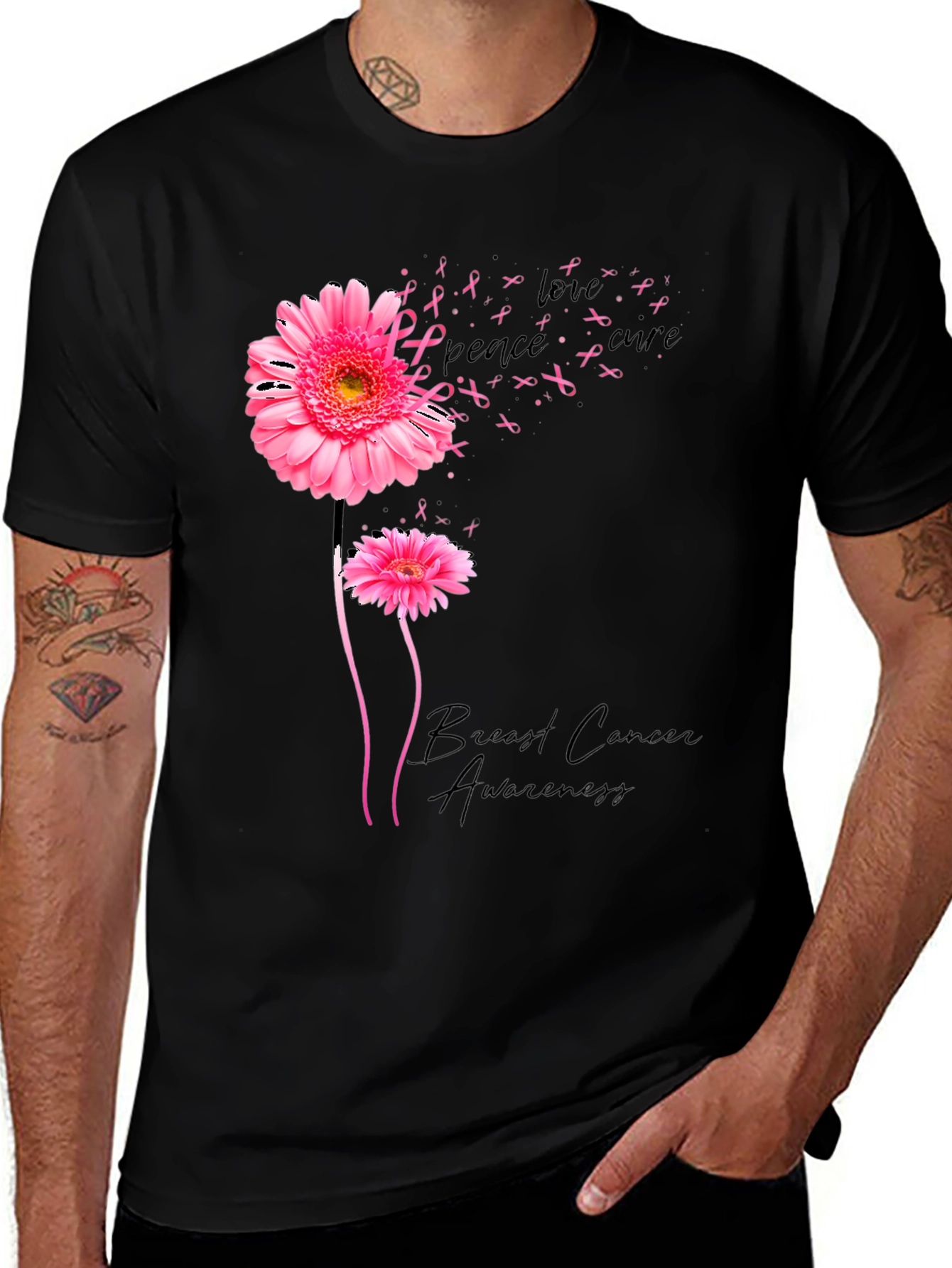 Breast Cancer Awareness Pink Flower T-Shirt
