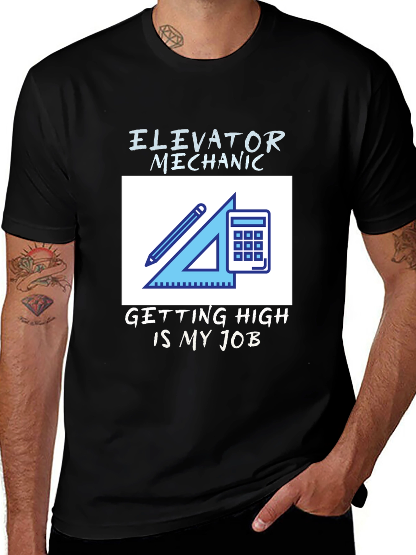 Variant 11 of Elevator Mechanic T-Shirt - Getting High is My Job Tee