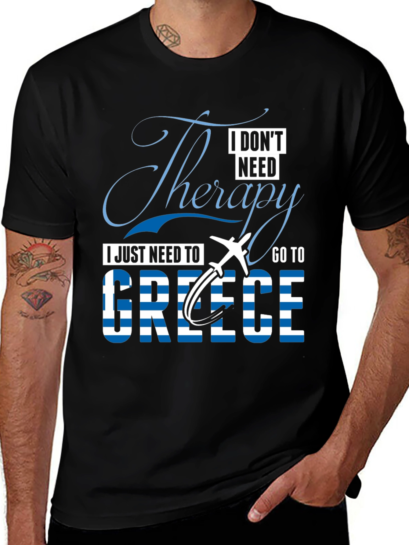 Variant 30 of Greece Therapy T-Shirt | Vacation Tee