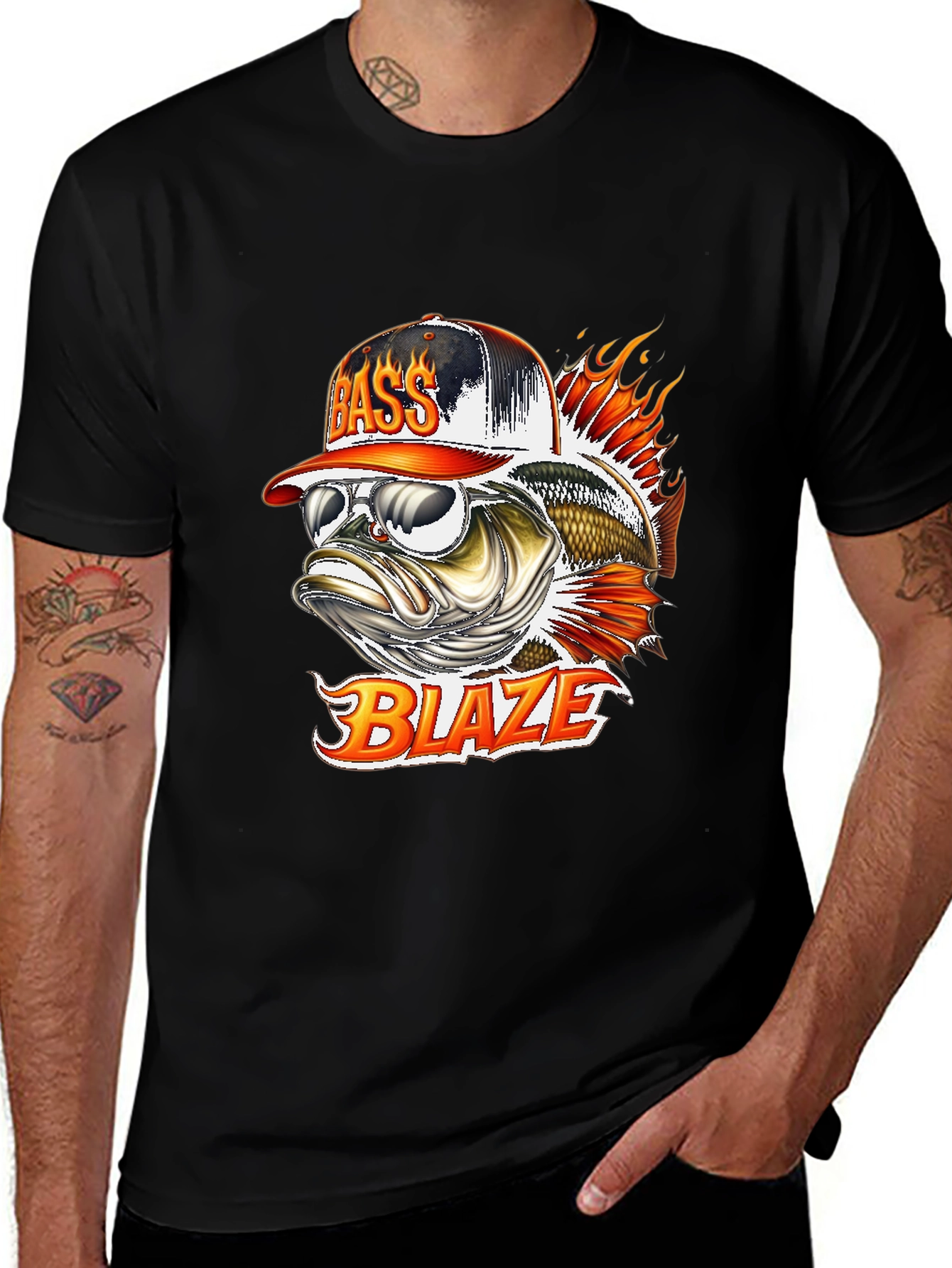 Variant 26 of Bass Blaze Graphic T-Shirt - Cool Fishing Tee
