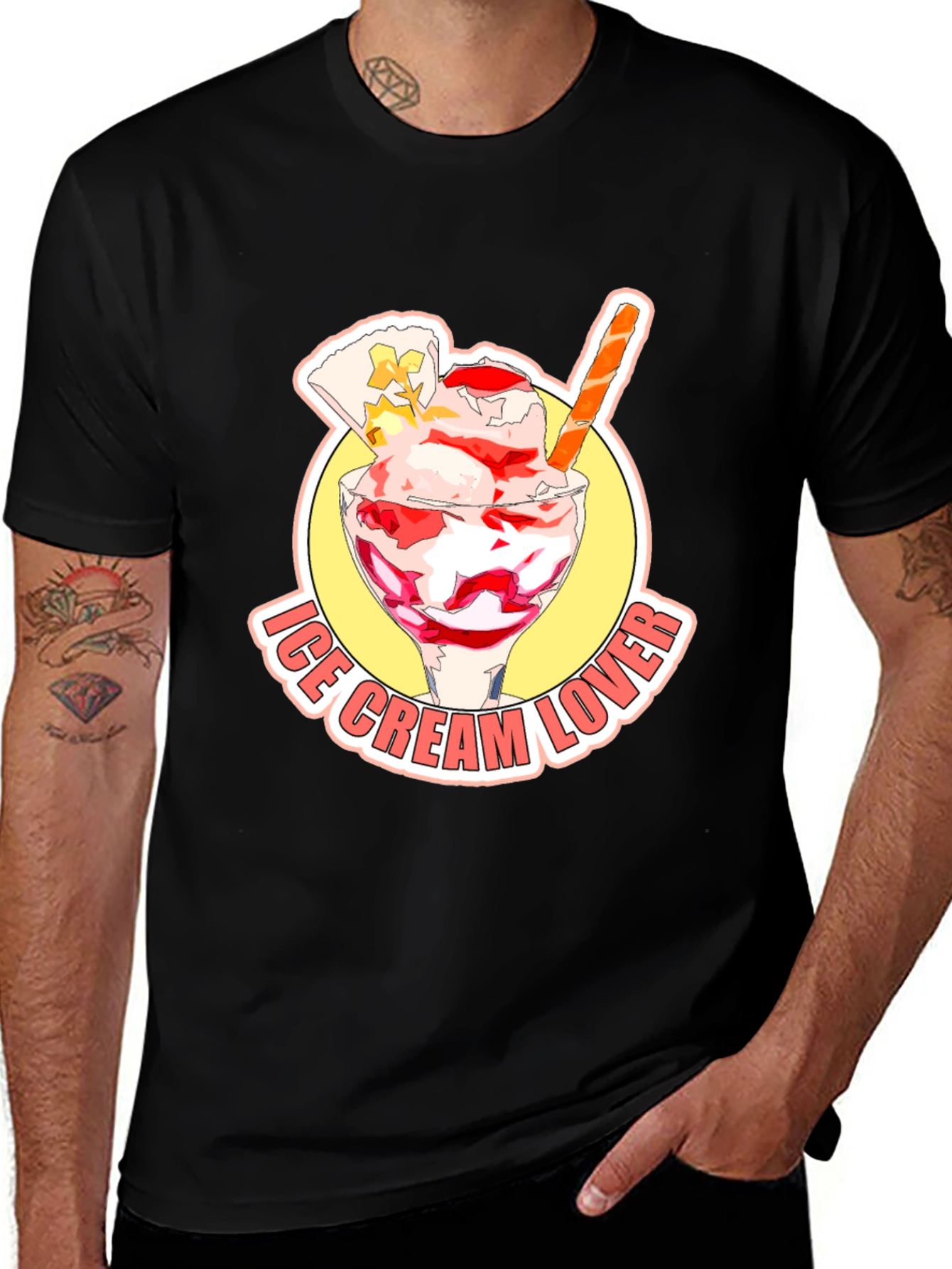 Variant 15 of Ice Cream Lover Graphic Tee - Black