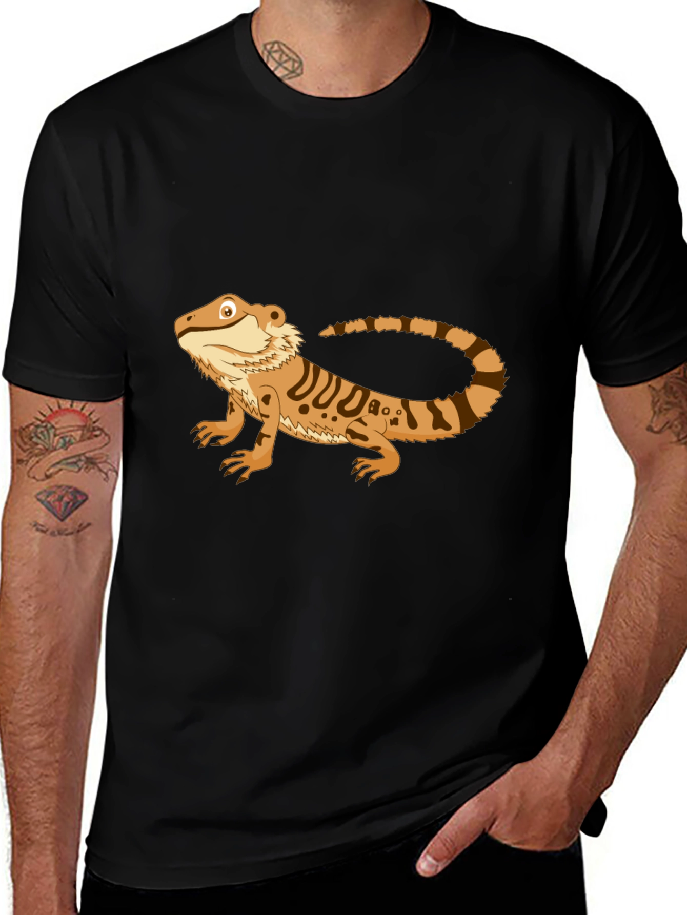 Black Bearded Dragon Graphic Tee - Men's Black T-Shirt main image