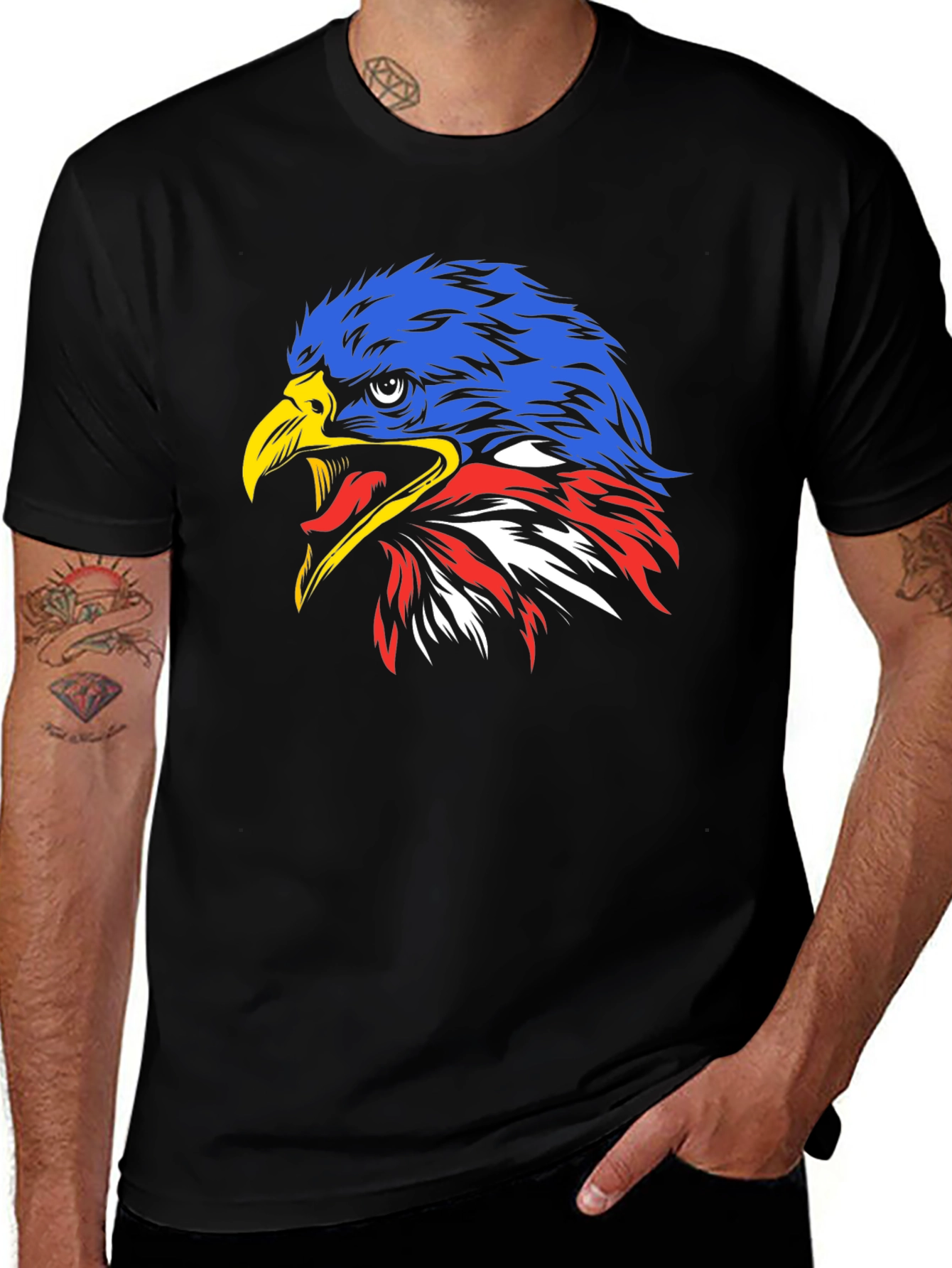 Black Eagle Head Graphic Print Tee - Patriotic Style main image