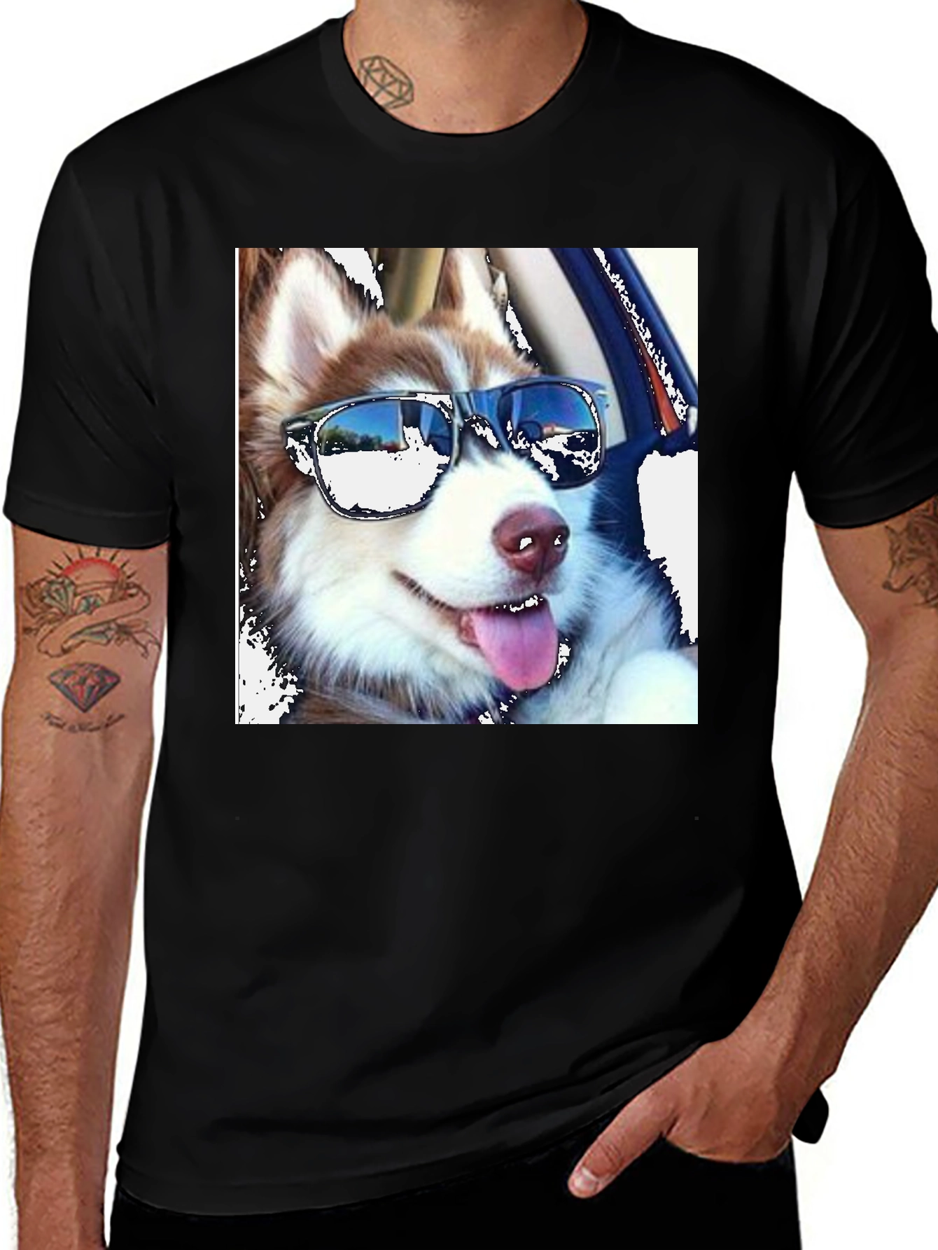 Variant 23 of Cool Dog T-Shirt - Black Cotton Tee