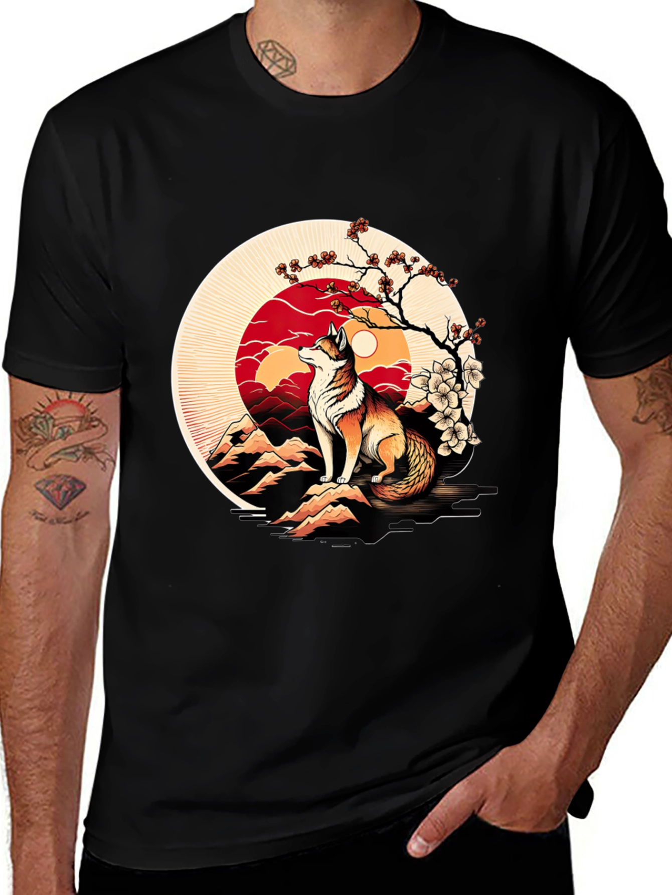 Variant 4 of Fox Sunset Graphic T-Shirt - Nature Inspired Design