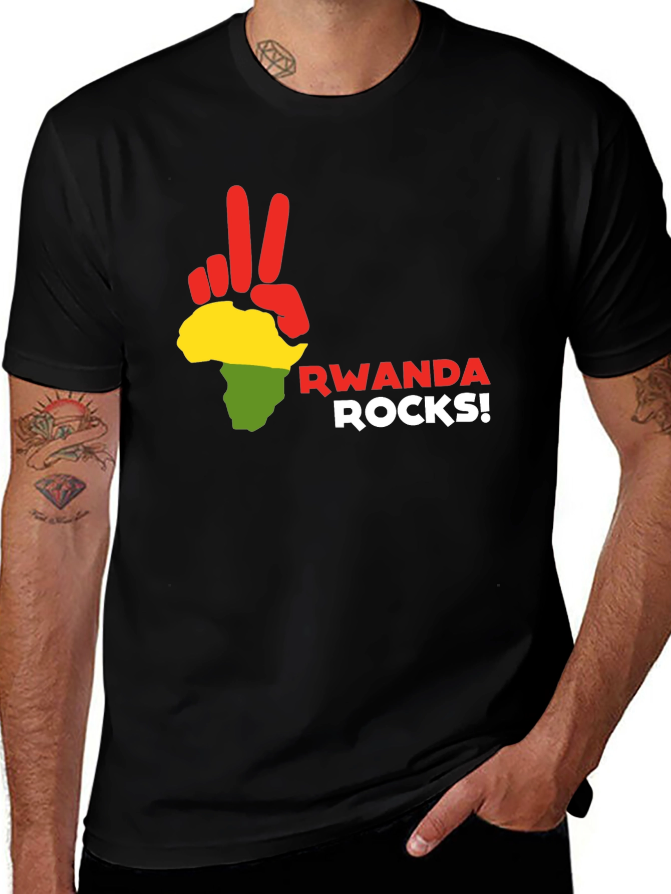 Rwanda Rocks! Graphic T-Shirt - Black