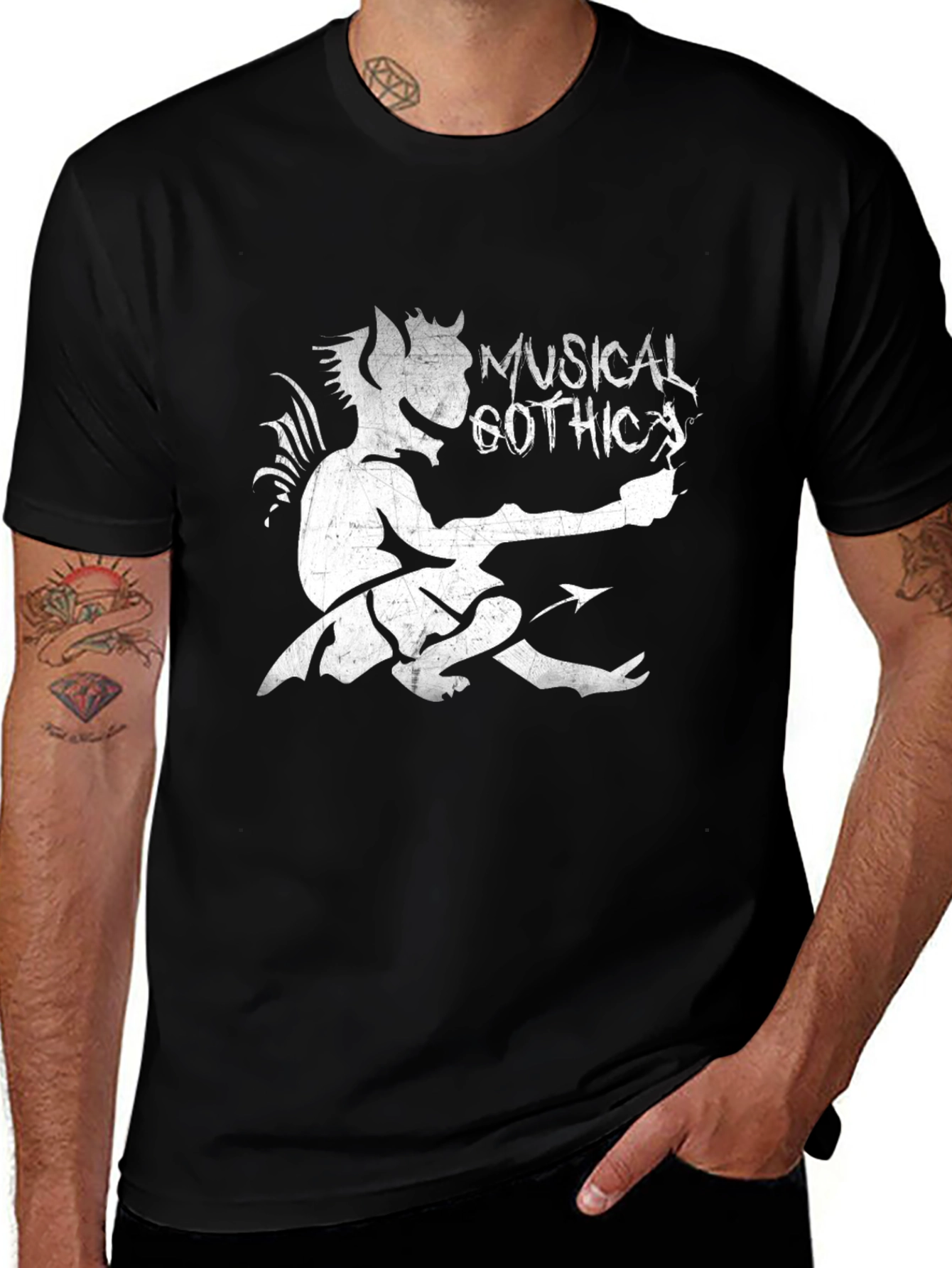 Black Musical Gothic T-Shirt - Devil Graphic Tee main image
