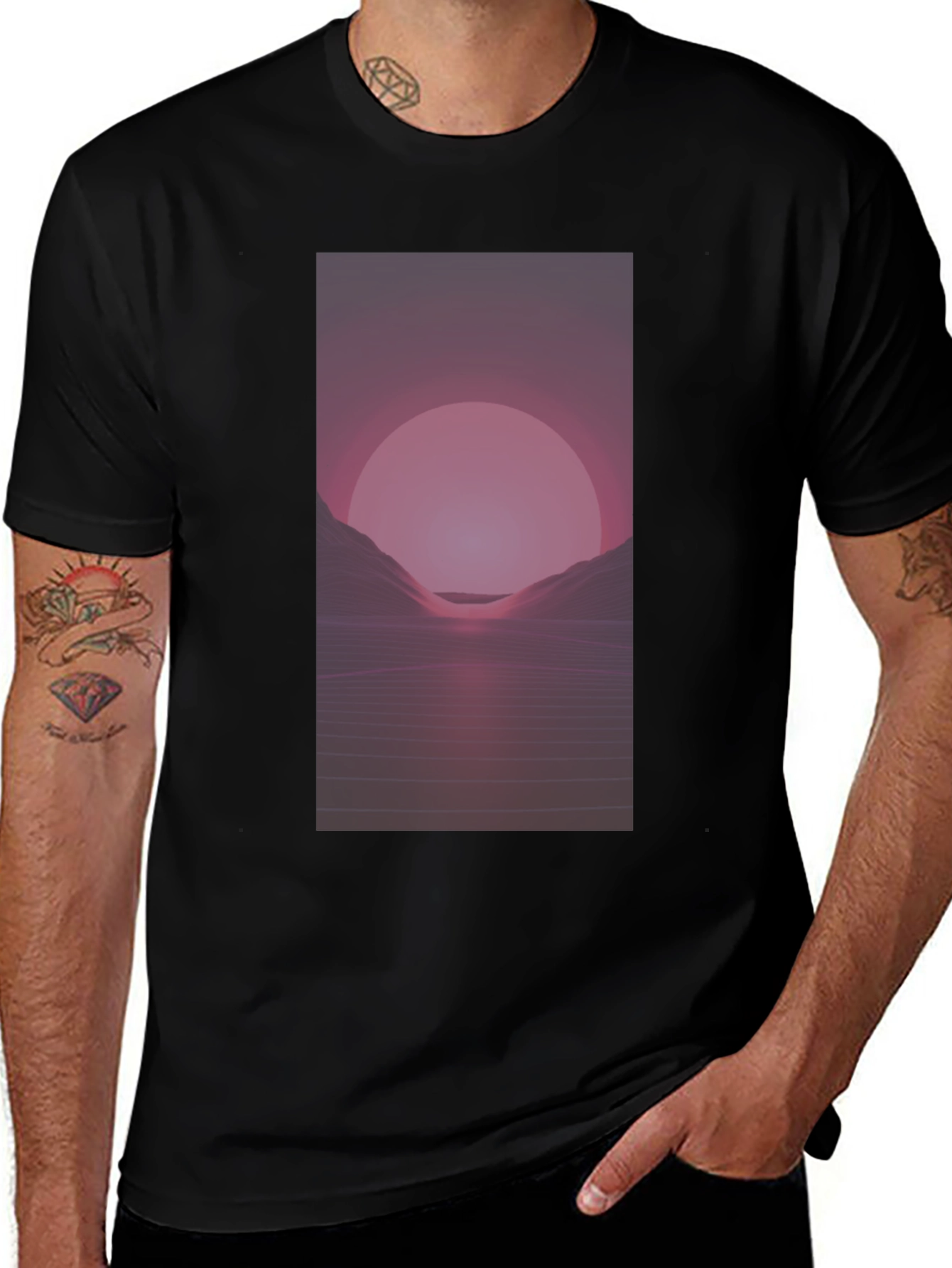 Variant 18 of Retro Sunset Synthwave T-Shirt