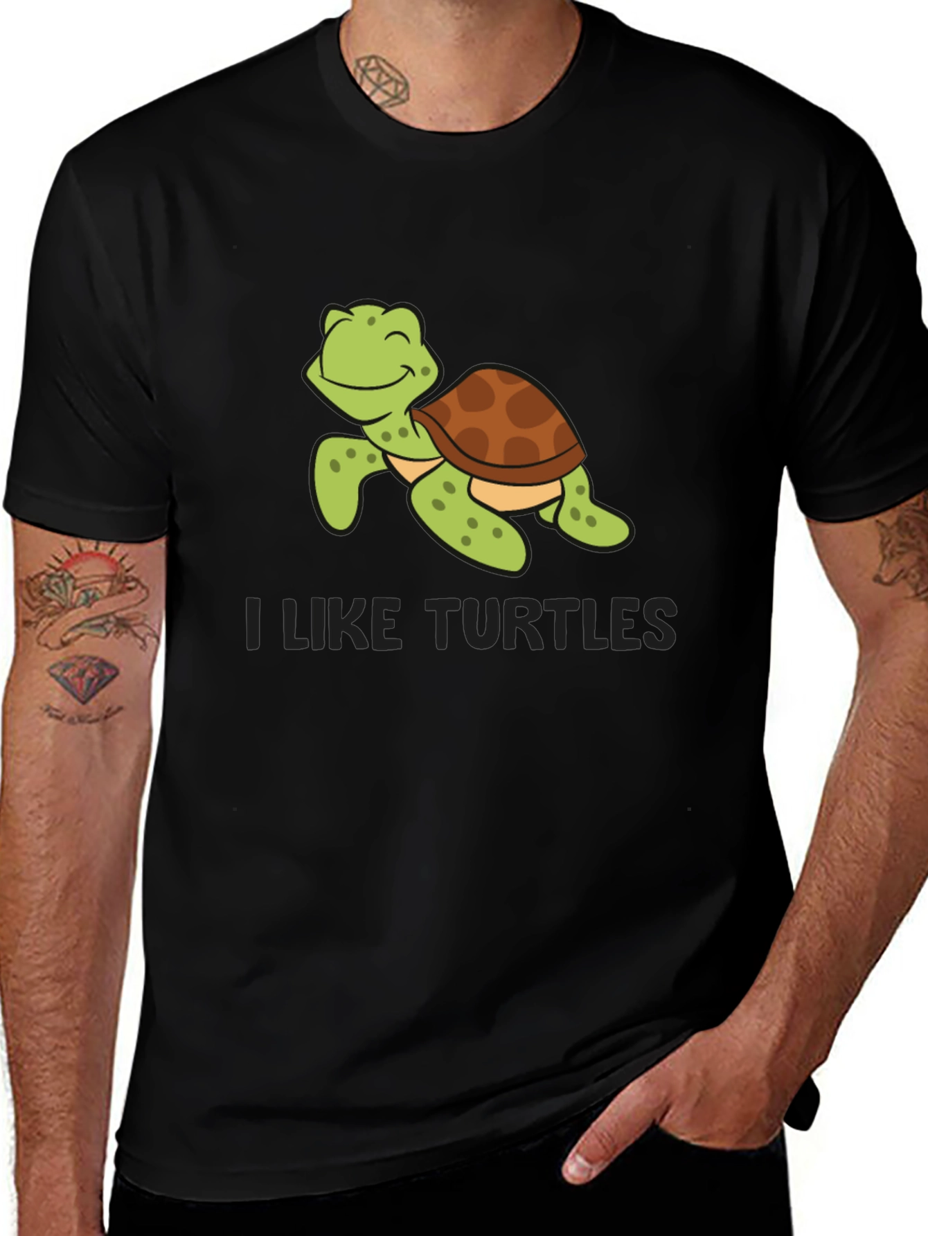 Variant 15 of I Like Turtles Graphic T-Shirt - Black