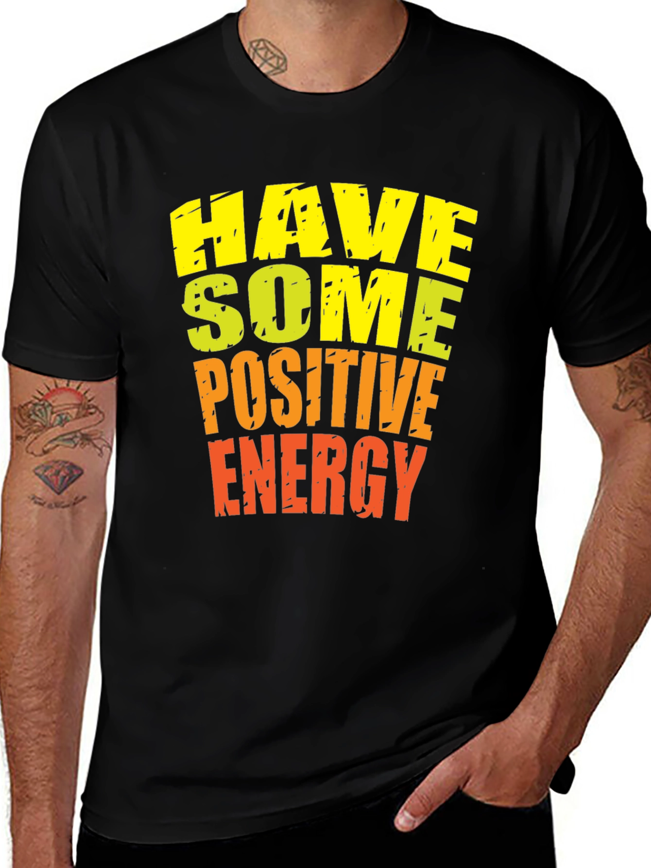 Variant 21 of Positive Energy Graphic Tee - Black Cotton T-Shirt