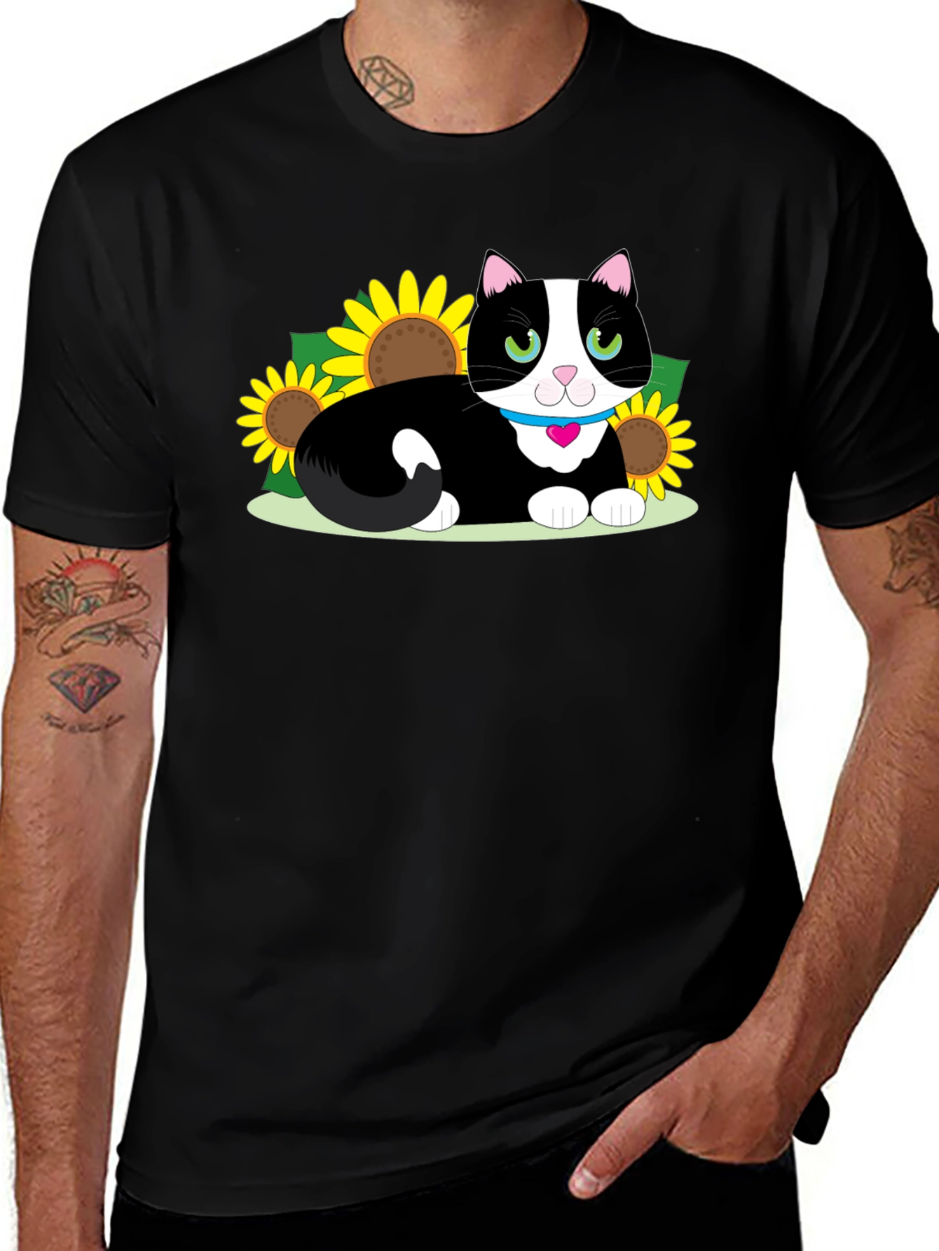 Variant 11 of Cute Cat & Sunflower Graphic Tee