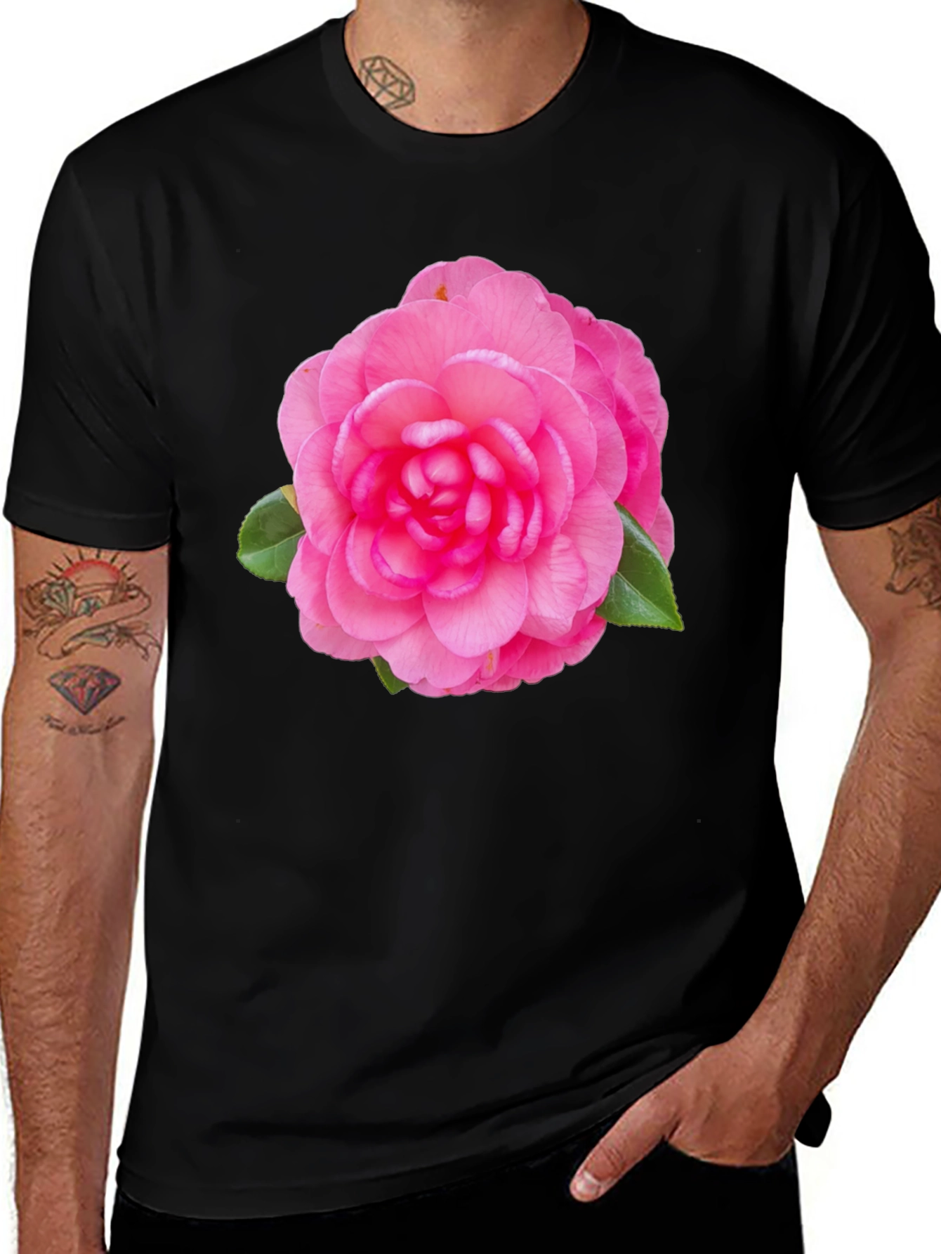 Variant 2 of Floral Print Black T-Shirt