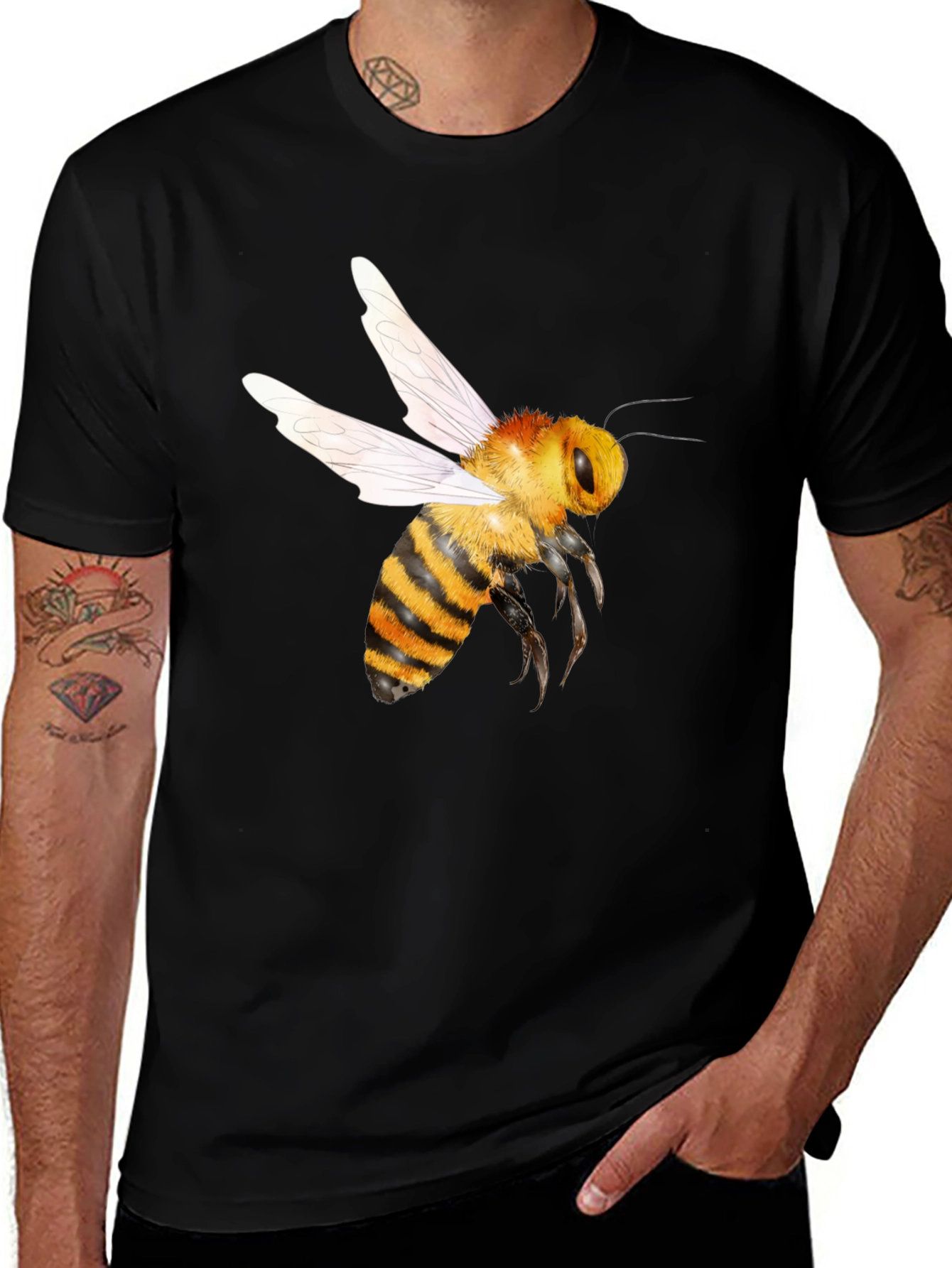 Variant 19 of Bee Graphic T-Shirt - Black Cotton Tee