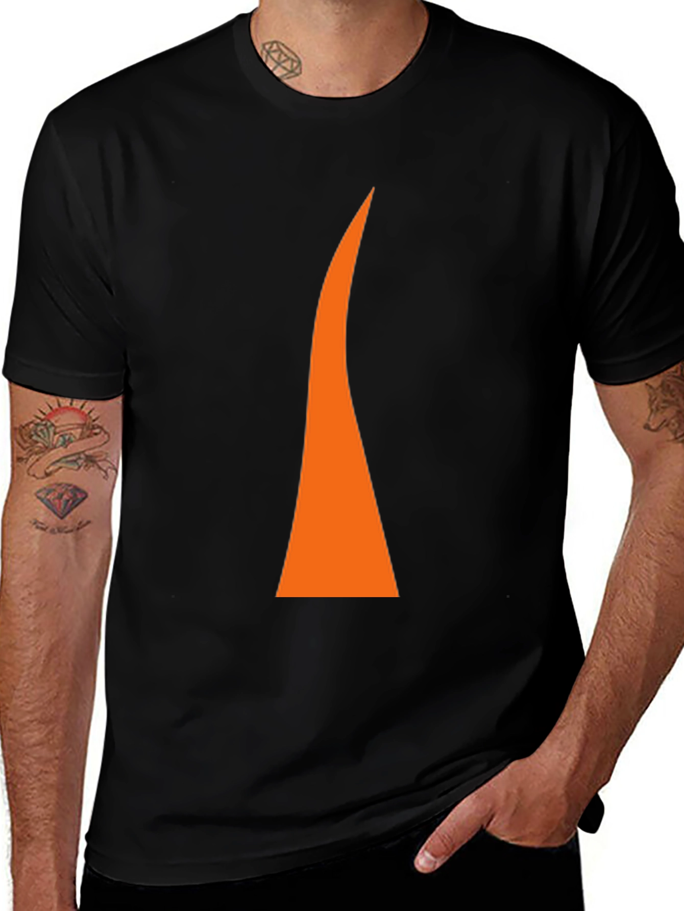 Variant 7 of Orange Flame Graphic Black T-Shirt