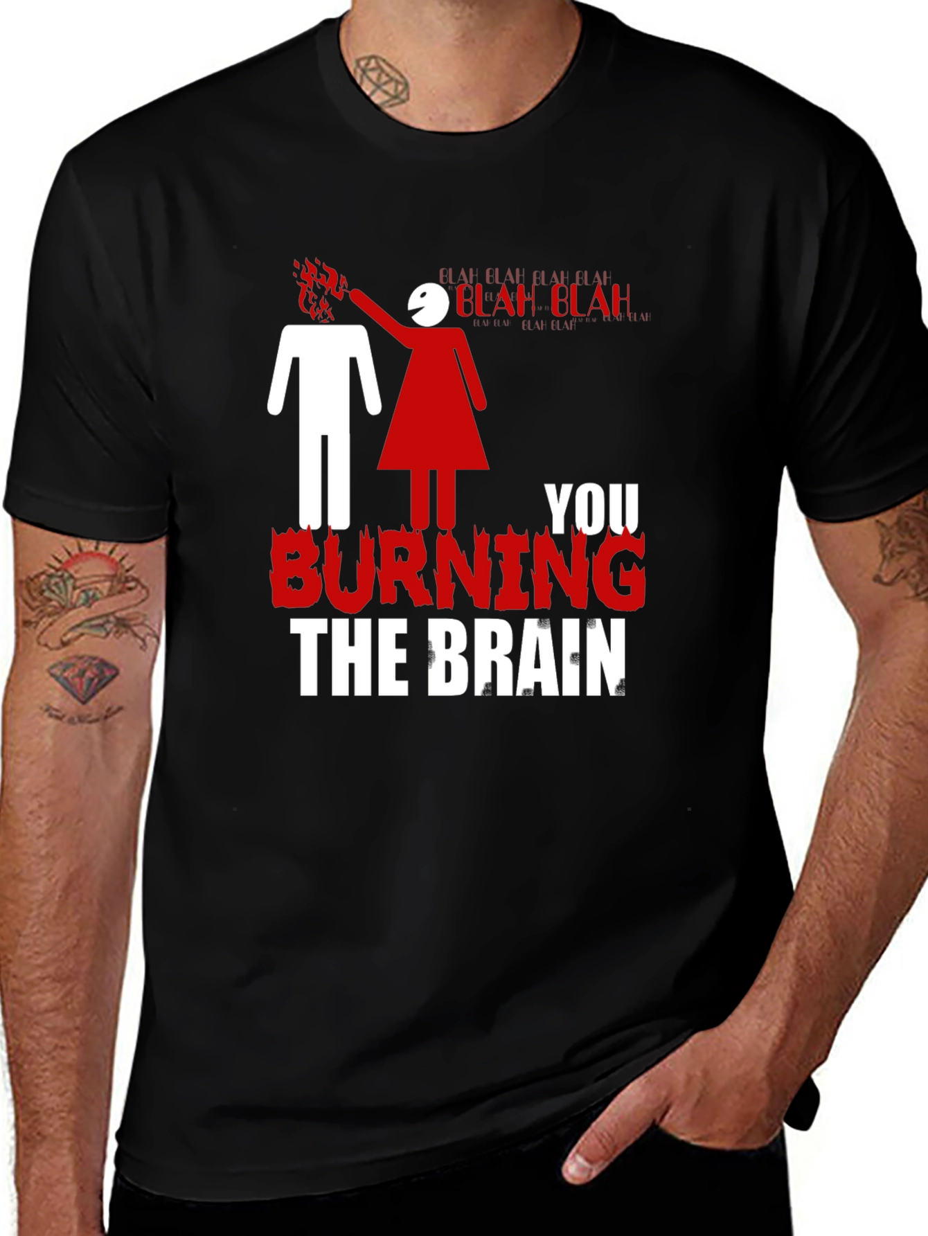 Variant 10 of Burning Brain Graphic Tee - Funny Novelty T-Shirt