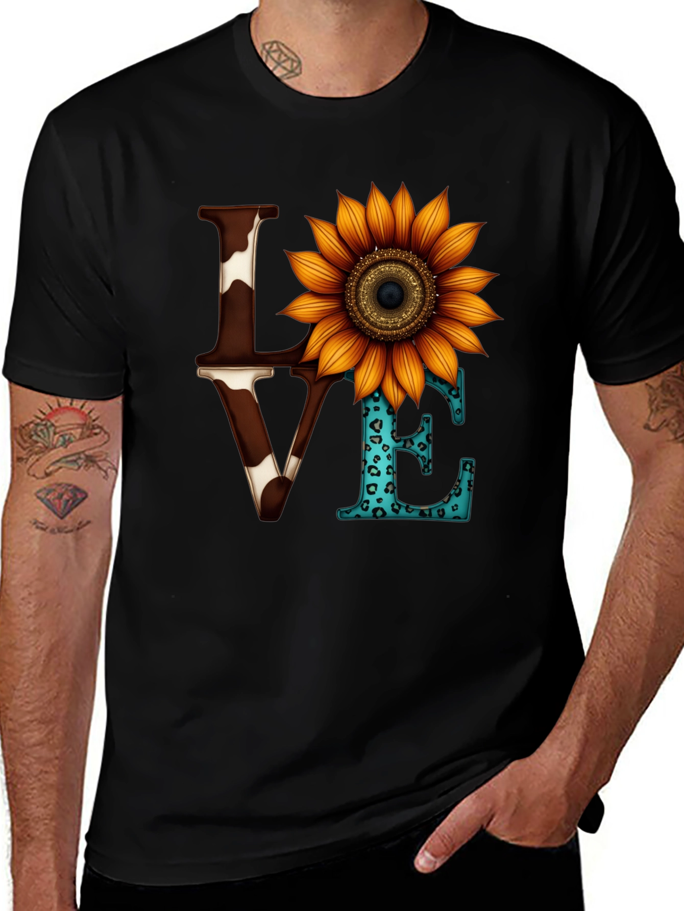Variant 15 of Love Sunflower Graphic Tee - Western Style