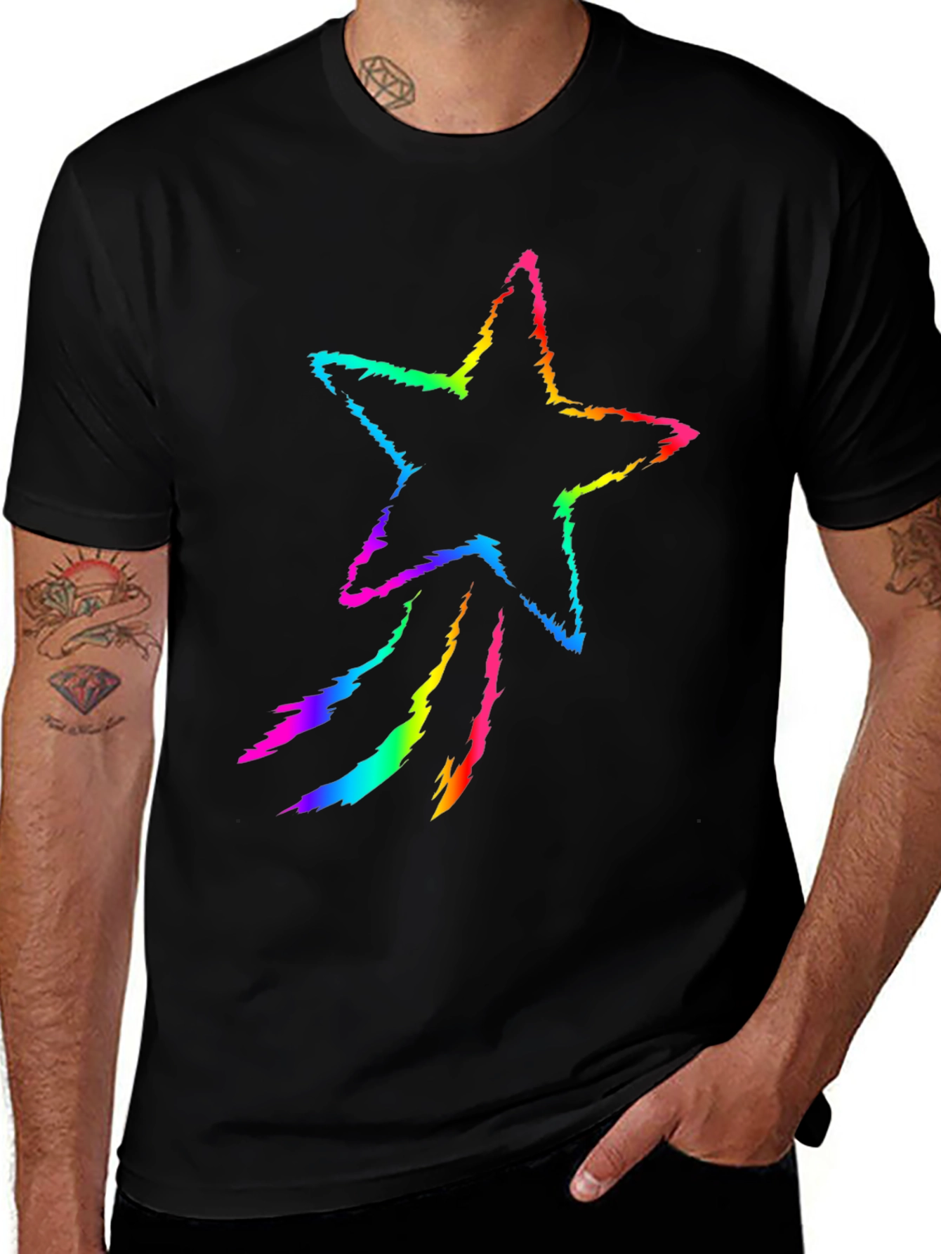 Variant 30 of Rainbow Star Graphic Black T-Shirt