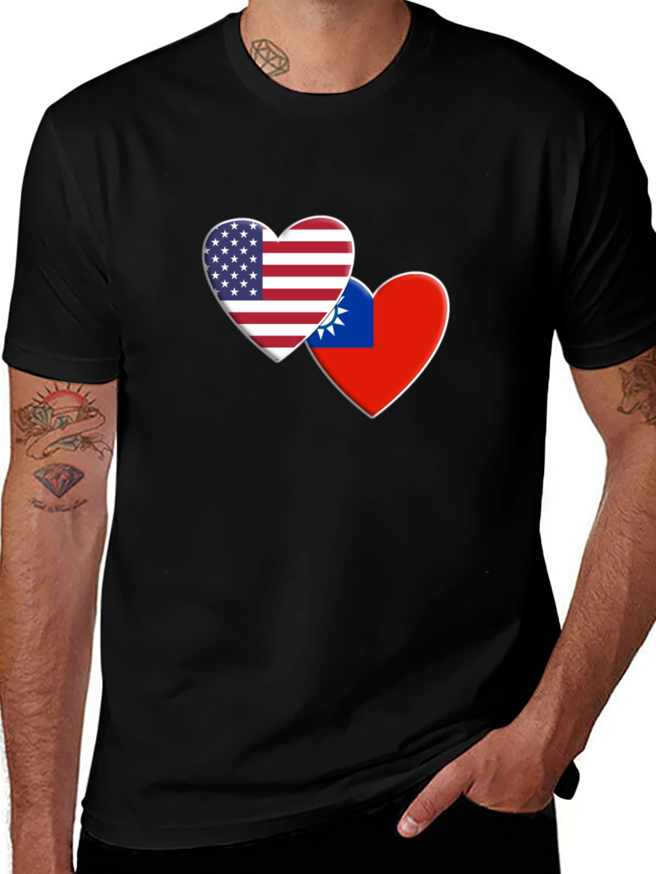 USA Taiwan Heart T-Shirt - Love & Support Tee