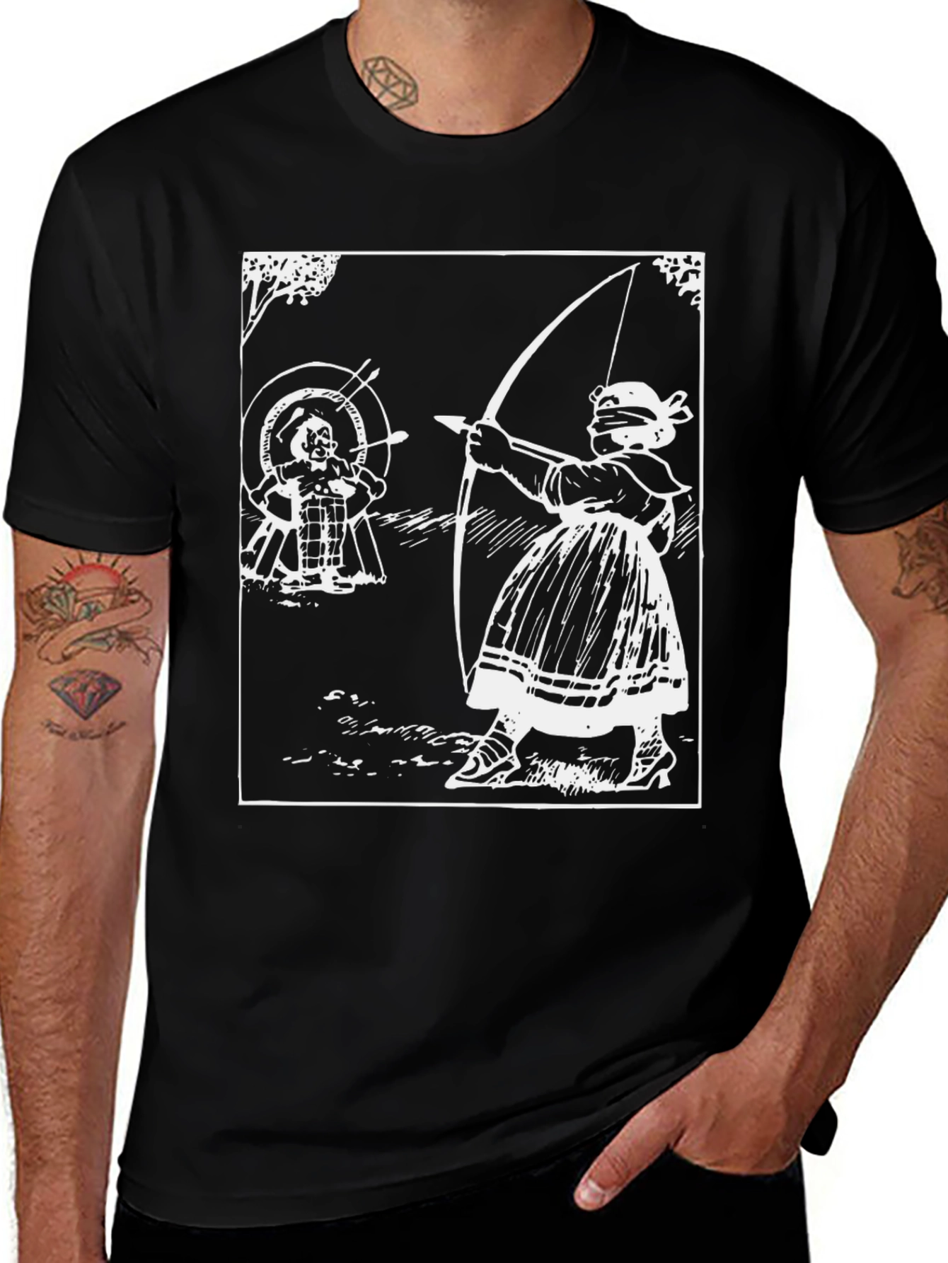 Variant 27 of Archery Graphic Tee - Black Cotton T-Shirt