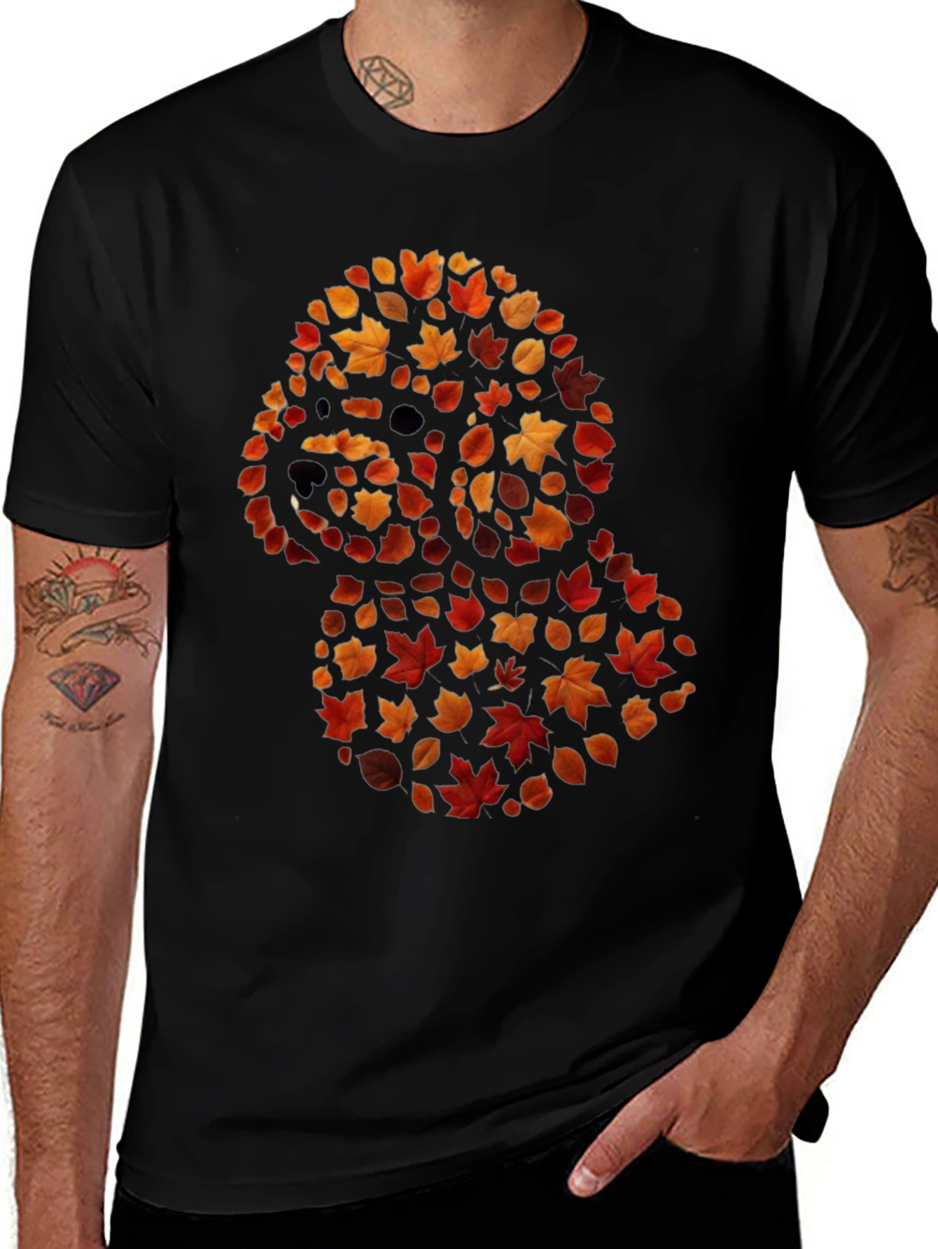 Variant 28 of Fall Leaf Poodle Black T-Shirt