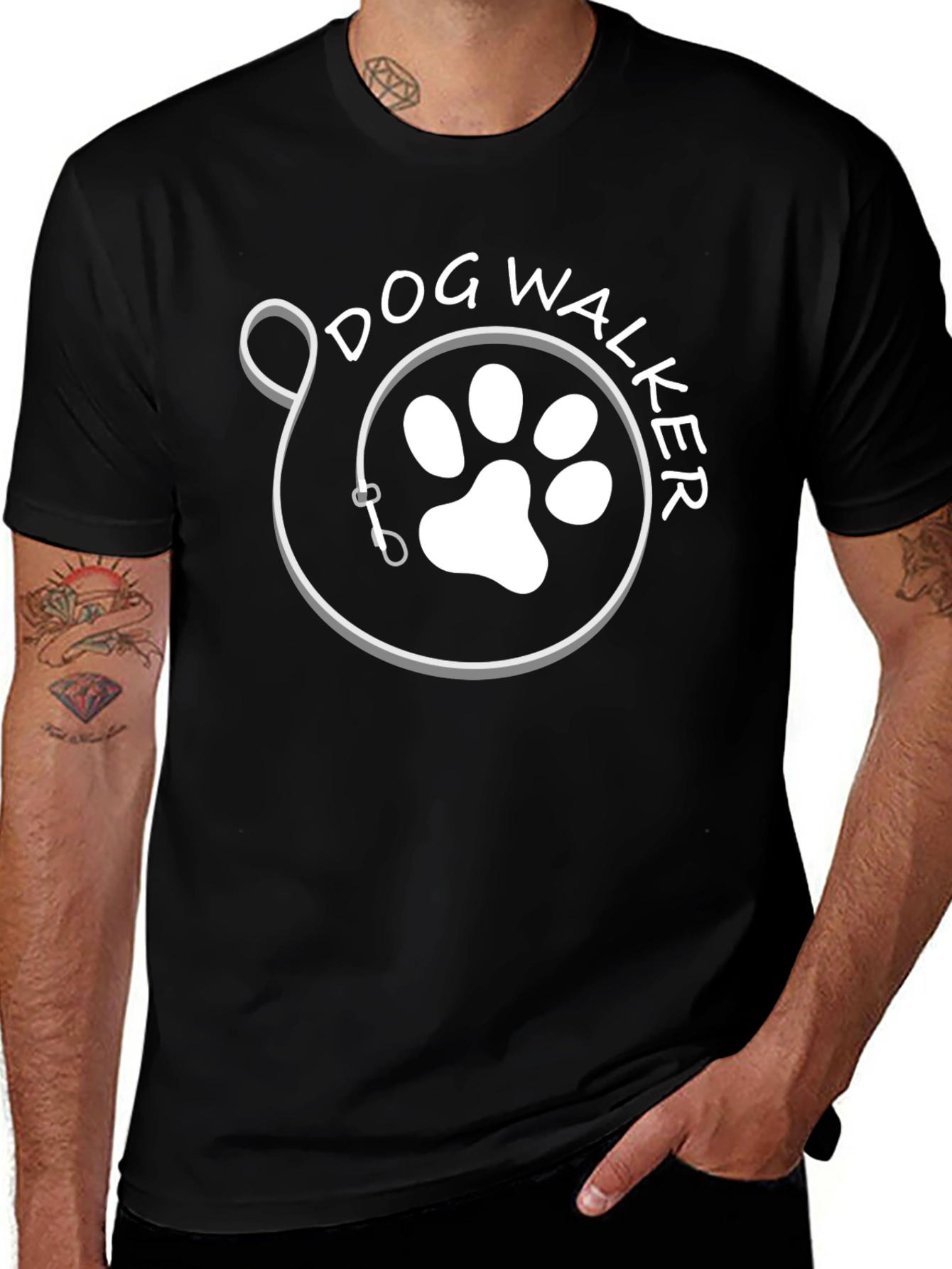Variant 25 of Dog Walker Graphic T-Shirt - Black