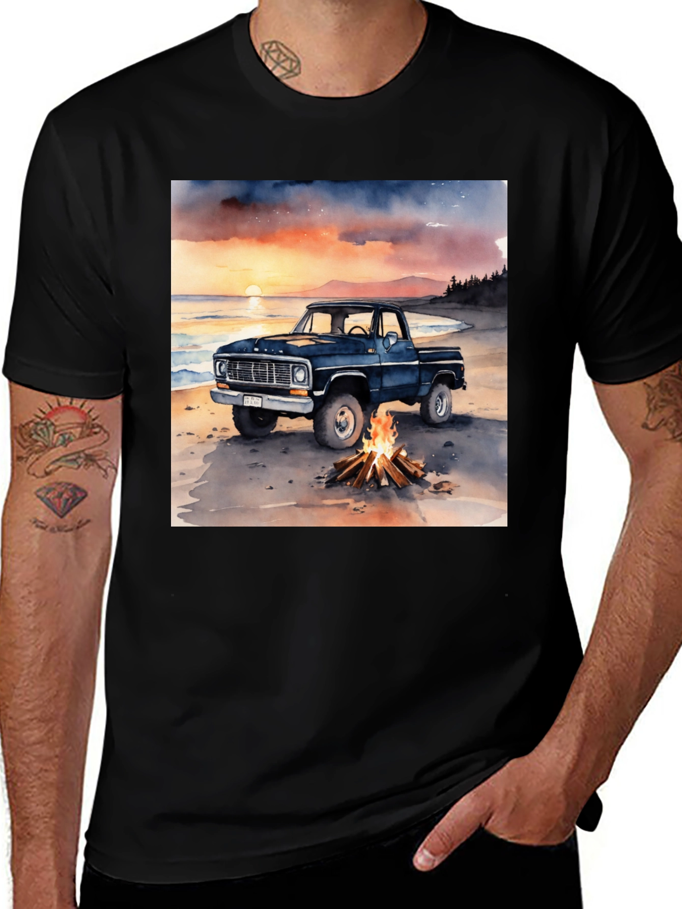 Variant 25 of Vintage Truck Beach Campfire T-Shirt