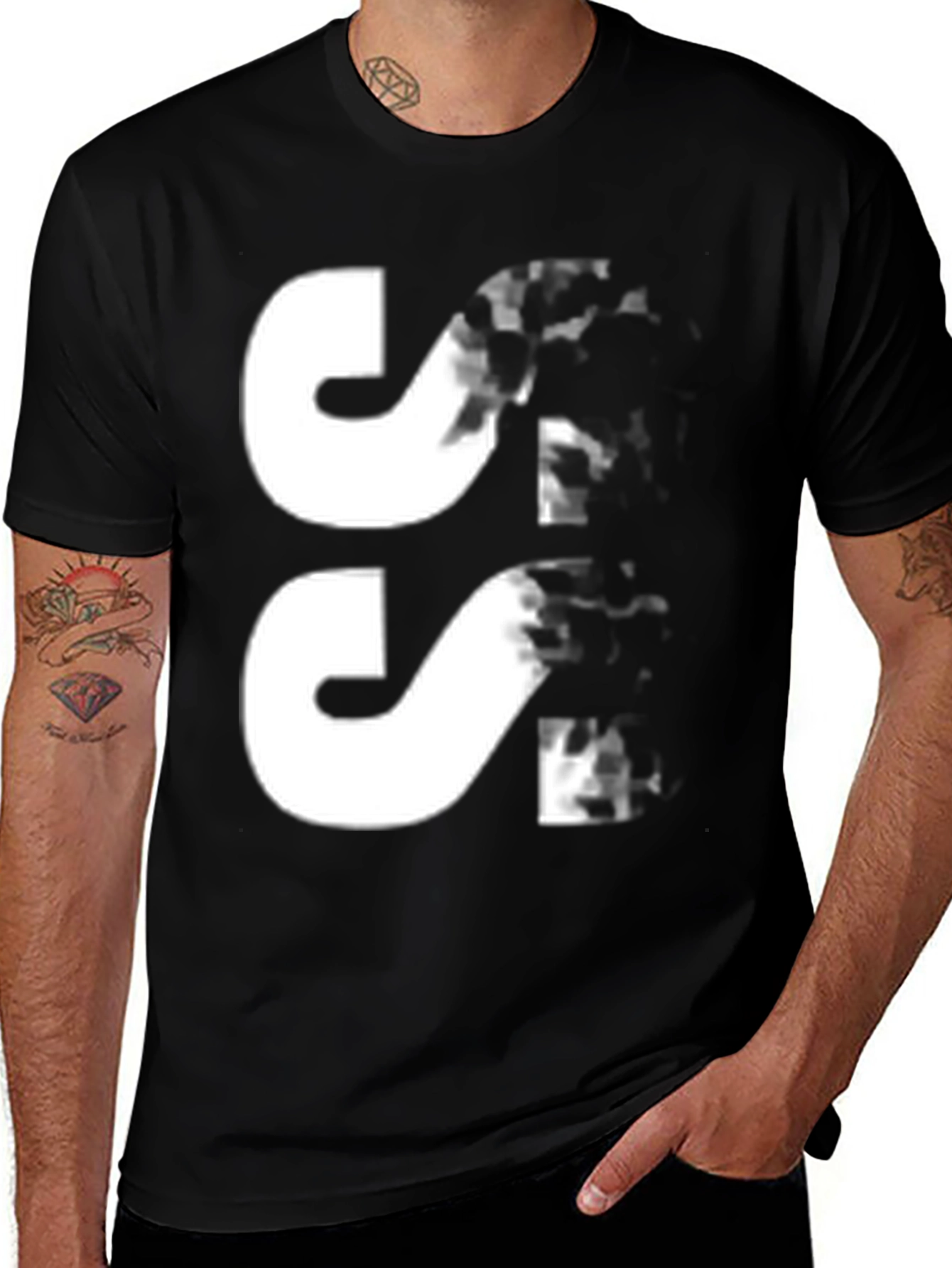 Variant 12 of Abstract Graphic Print Black T-Shirt