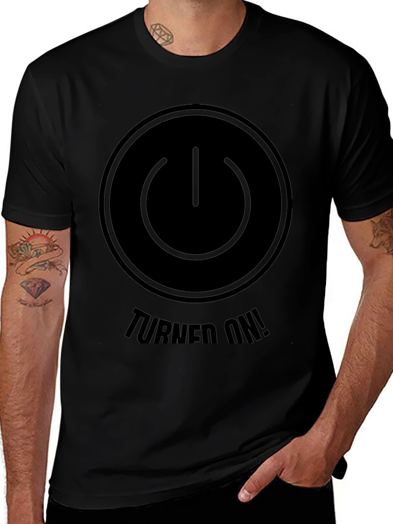 Variant 6 of Turned On Power Button Graphic Tee - Black