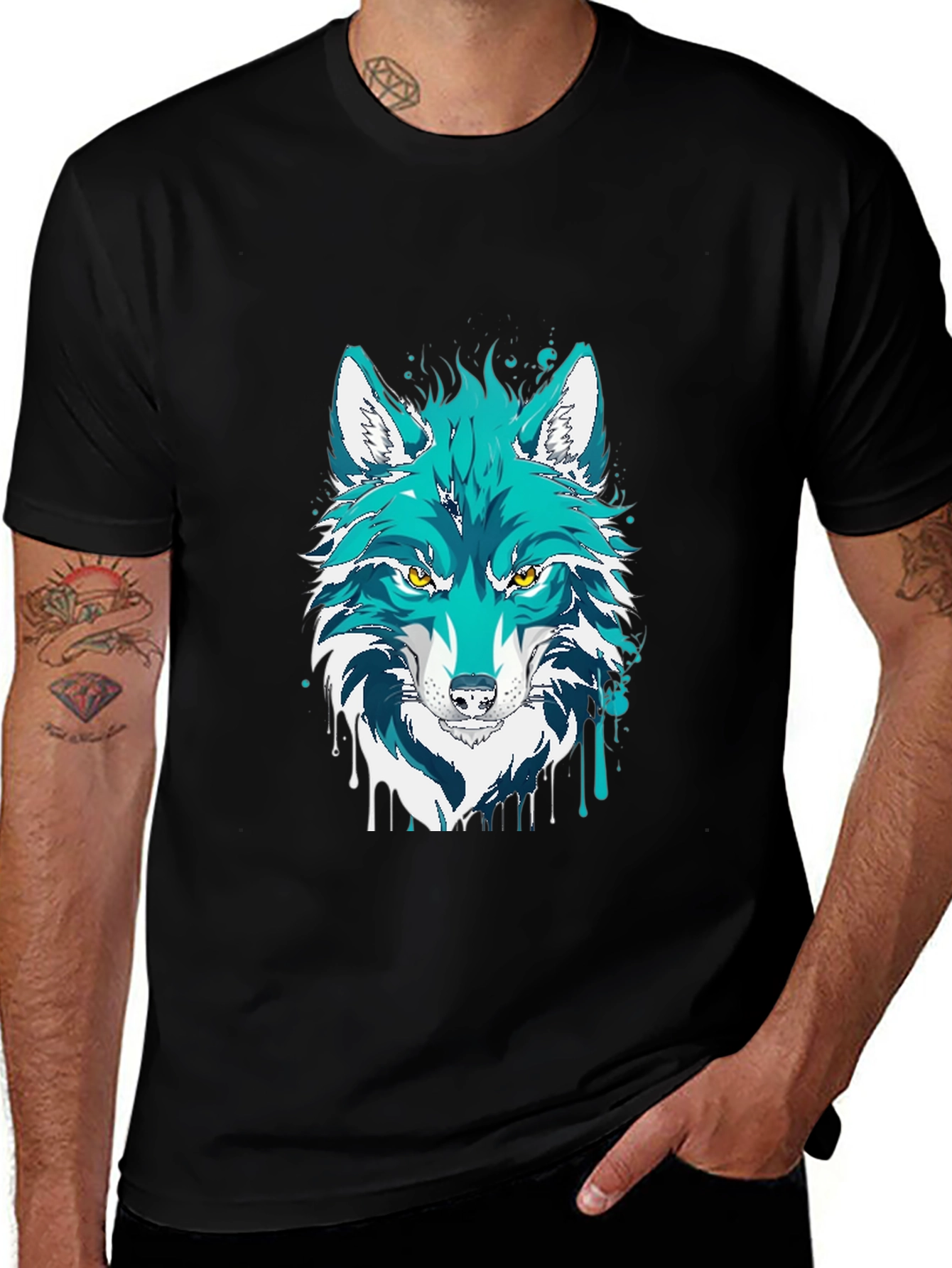 Variant 5 of Wolf Graphic Print Black T-Shirt