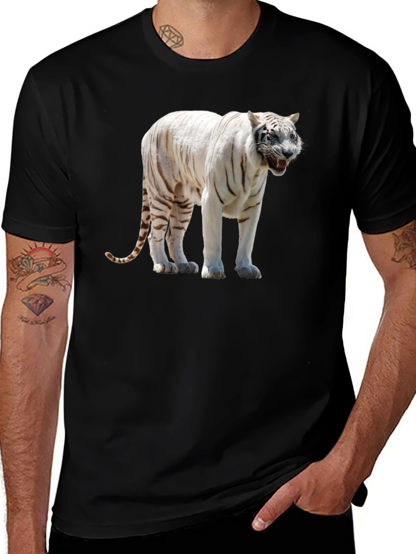 Variant 10 of White Tiger Graphic T-Shirt - Black Tee