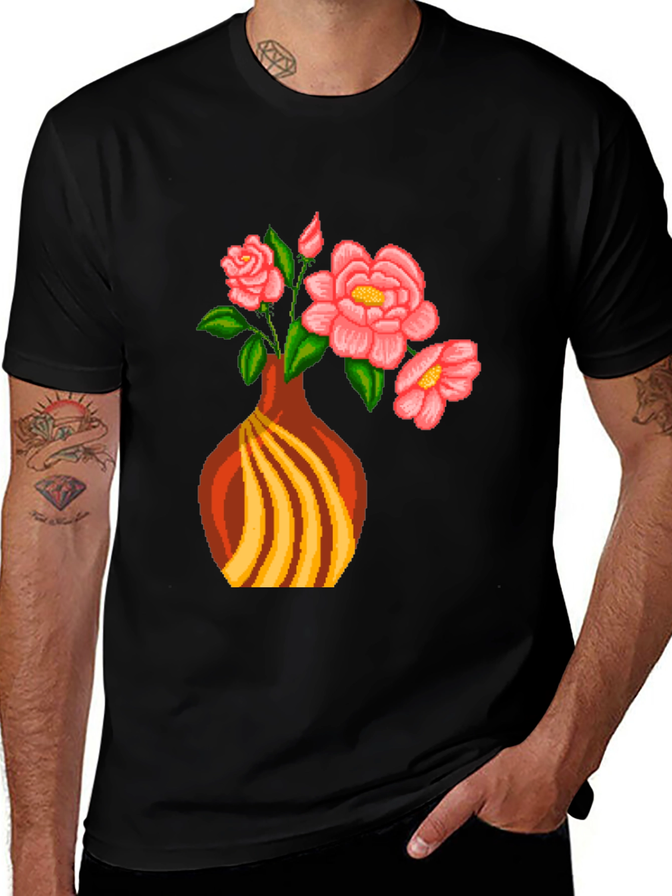 Variant 15 of Pixel Art Vase Flowers T-Shirt