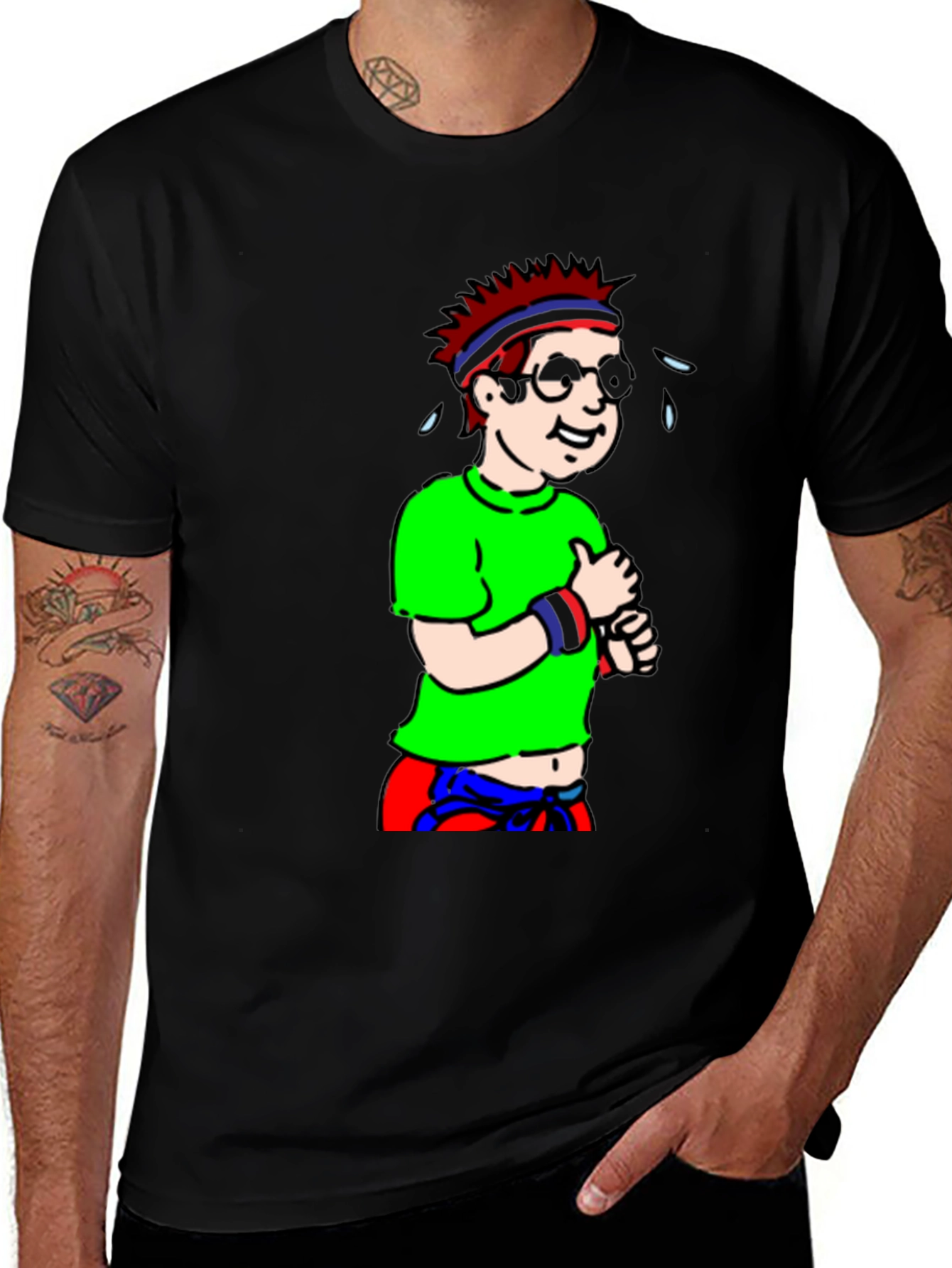 Black Cartoon Jogger Graphic Tee - Black main image