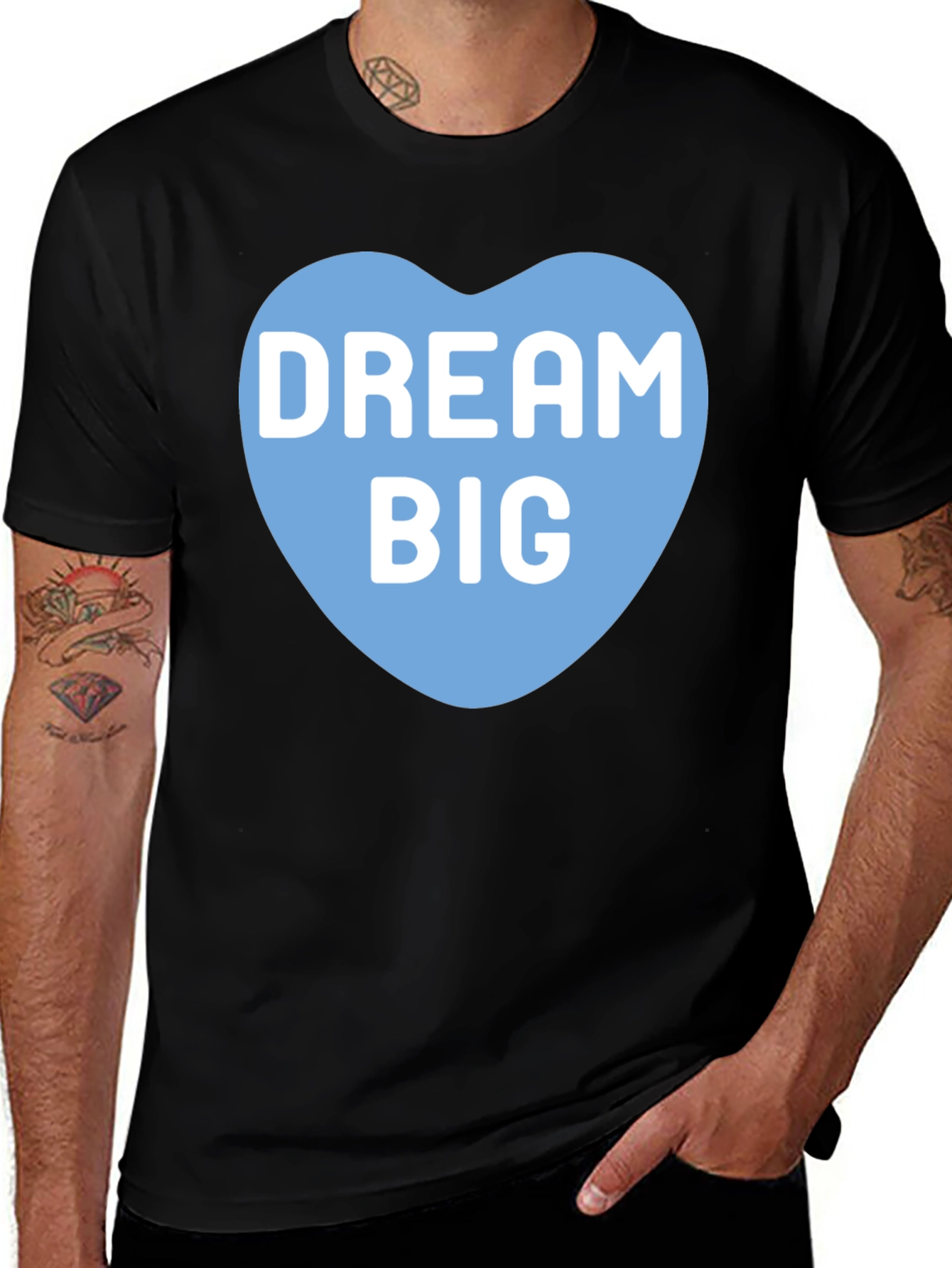 Variant 30 of Dream Big Heart Graphic Tee - Black T-Shirt
